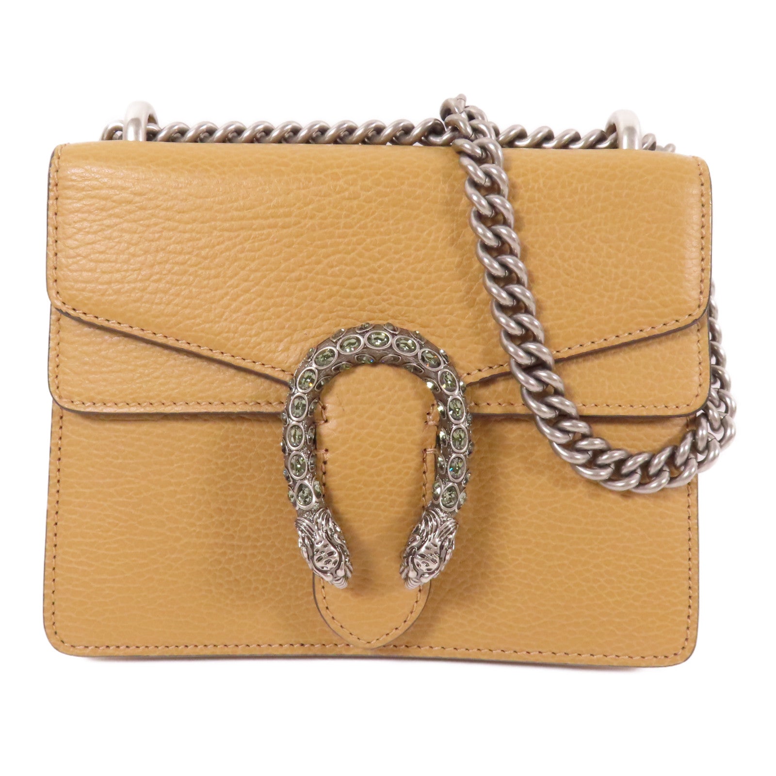 GUCCI GG SHW Dionysus Chain Shoulder Bag Calfskin Leather Brown