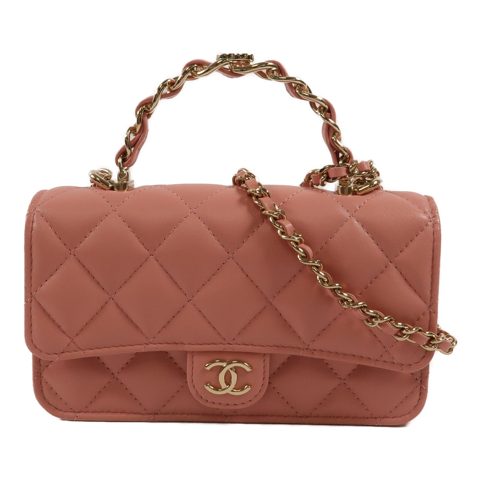 CHANEL 羊皮皮革Wallet On Chain With Handle鏈帶手挽肩背兩用袋
