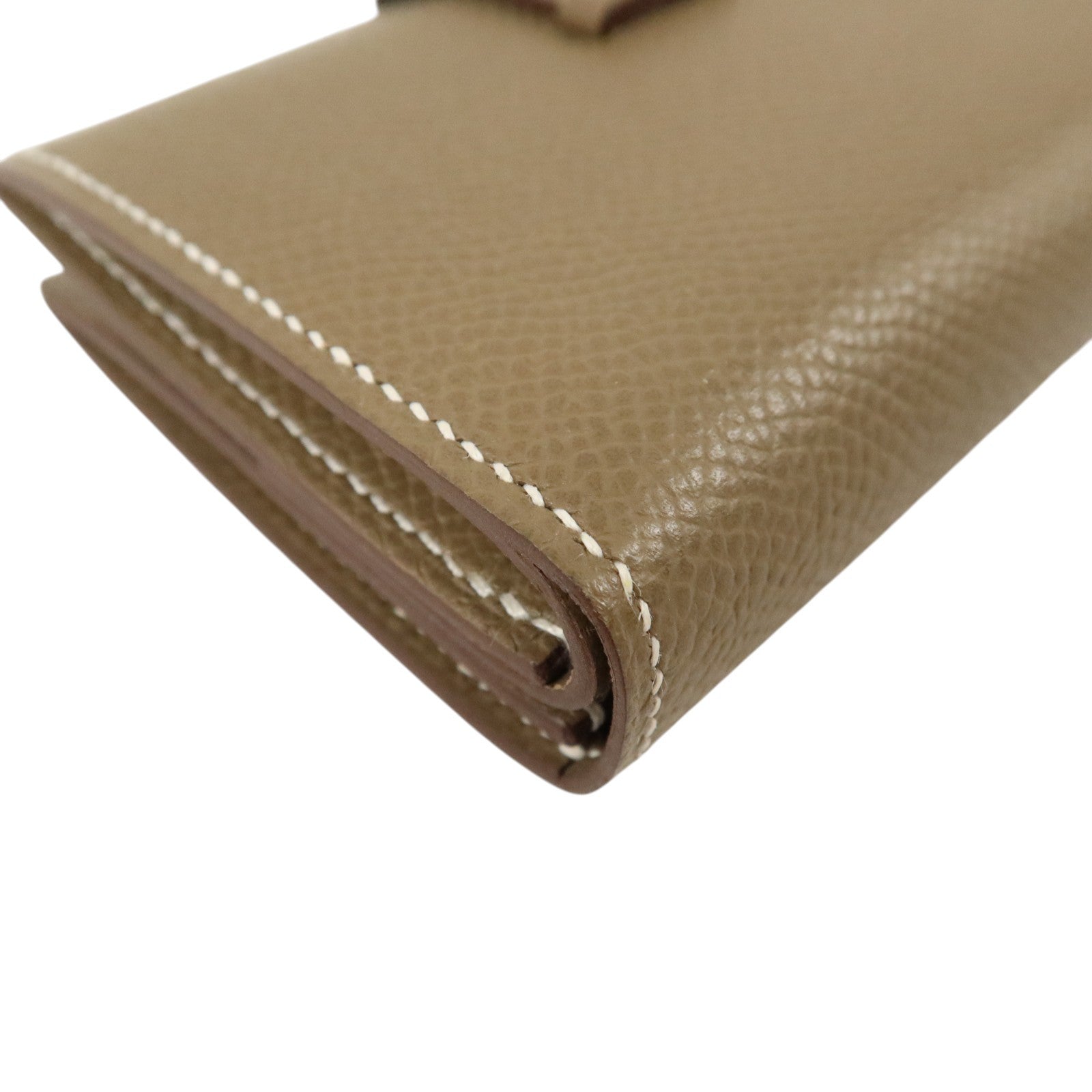 HERMES Epsom皮革Bearn Mini Wallet銀扣錢包Etoupe
