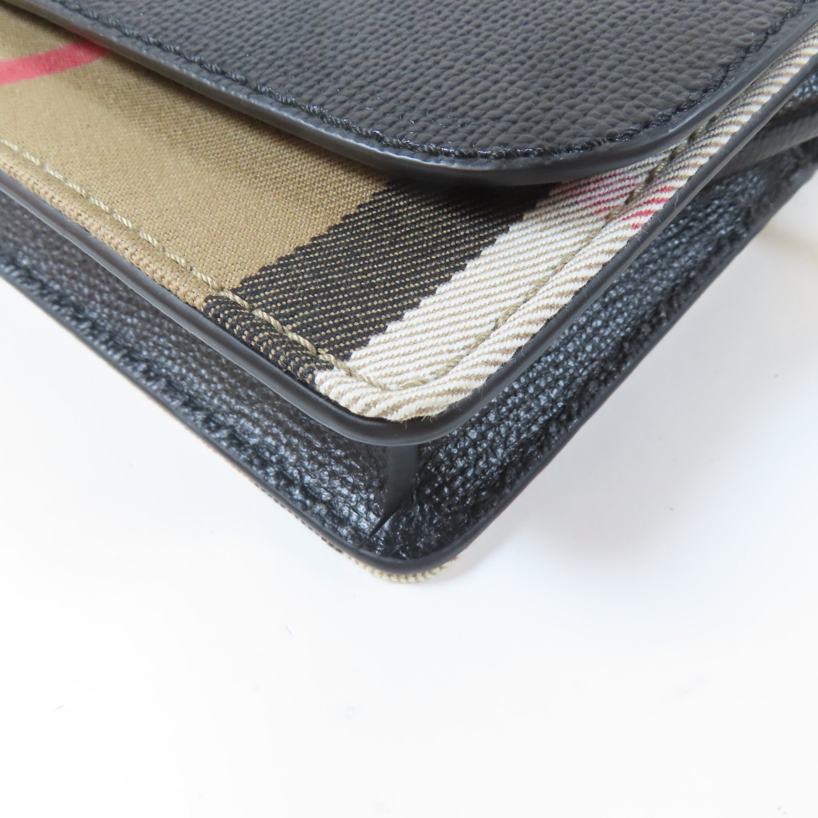 BURBERRY 牛皮皮革/帆布Shoulder Bag金扣肩背袋黑色