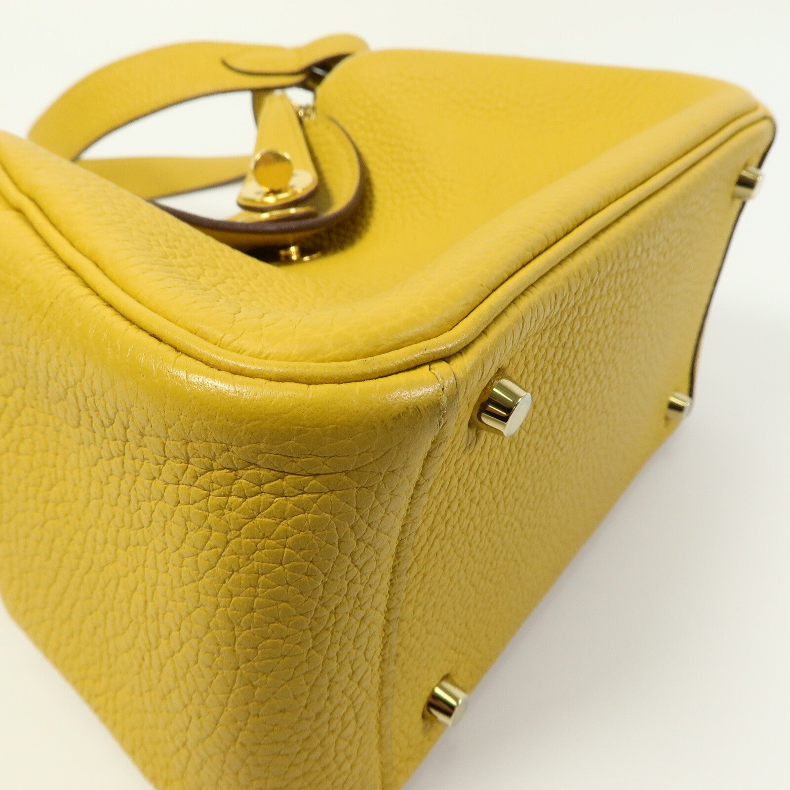 HERMES Clemence皮革Mini Lindy手挽肩背兩用袋Jaune Ambre