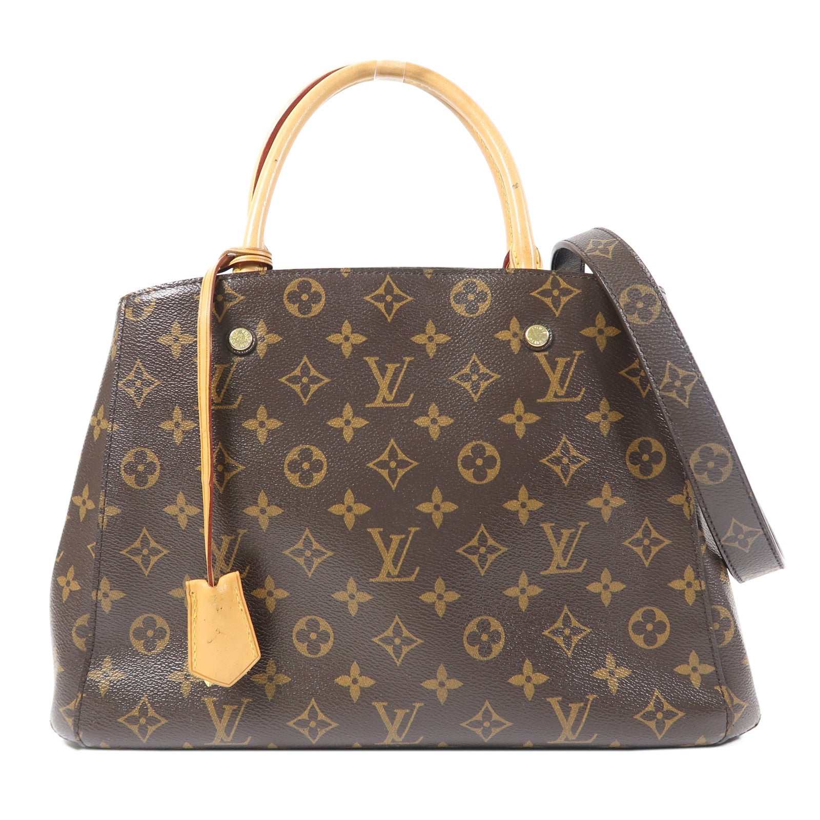 LOUIS VUITTON Monogram Montaigne金扣手挽肩背兩用袋啡色