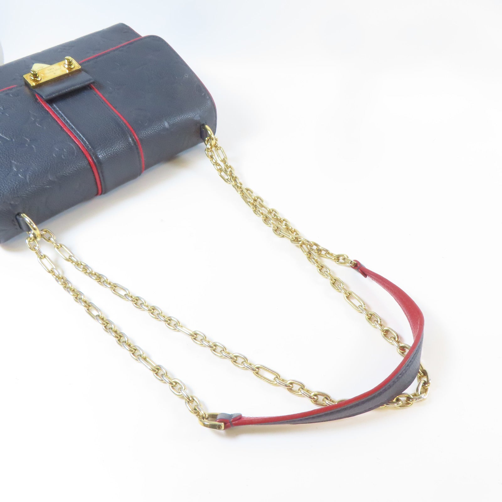LOUIS VUITTON 【激減優惠】Monogram Empreinte Saint Sulpice PM金扣鏈帶肩背袋藍色