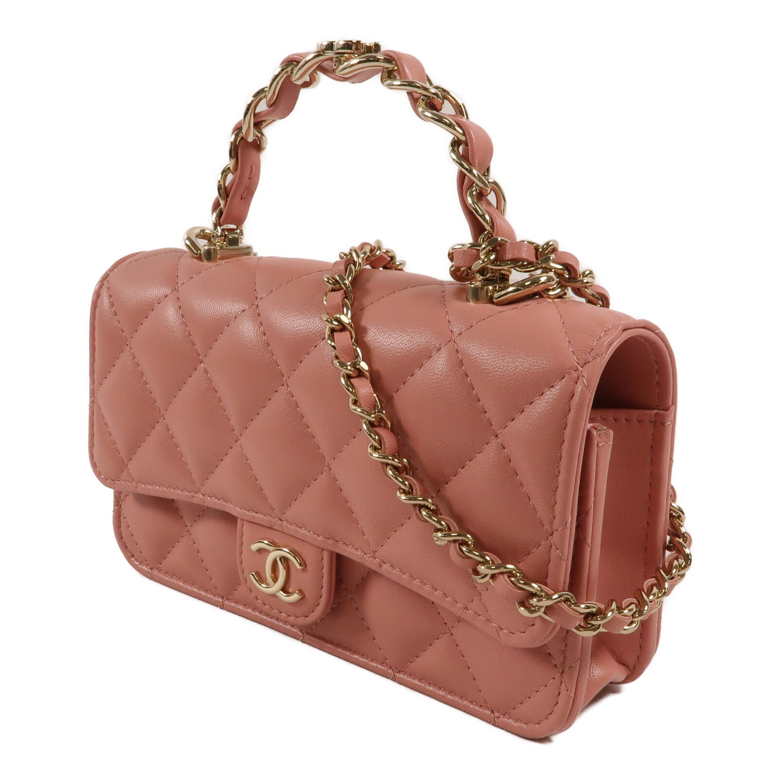 CHANEL 羊皮皮革Wallet On Chain With Handle鏈帶手挽肩背兩用袋