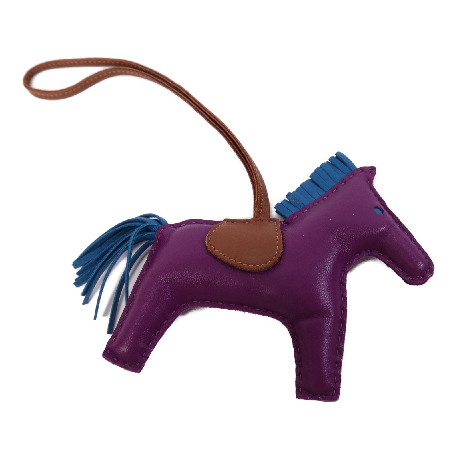 HERMES 【激減優惠】Milo皮革Rodeo MM掛飾Anemone/Bleu Izmir/Fauve