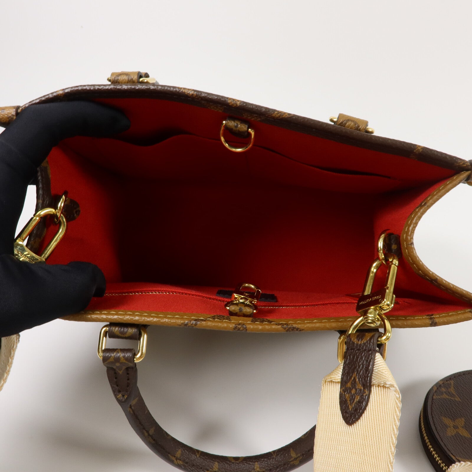 LOUIS VUITTON Monogram Giant OnTheGo PM金扣手挽肩背兩用袋棕色