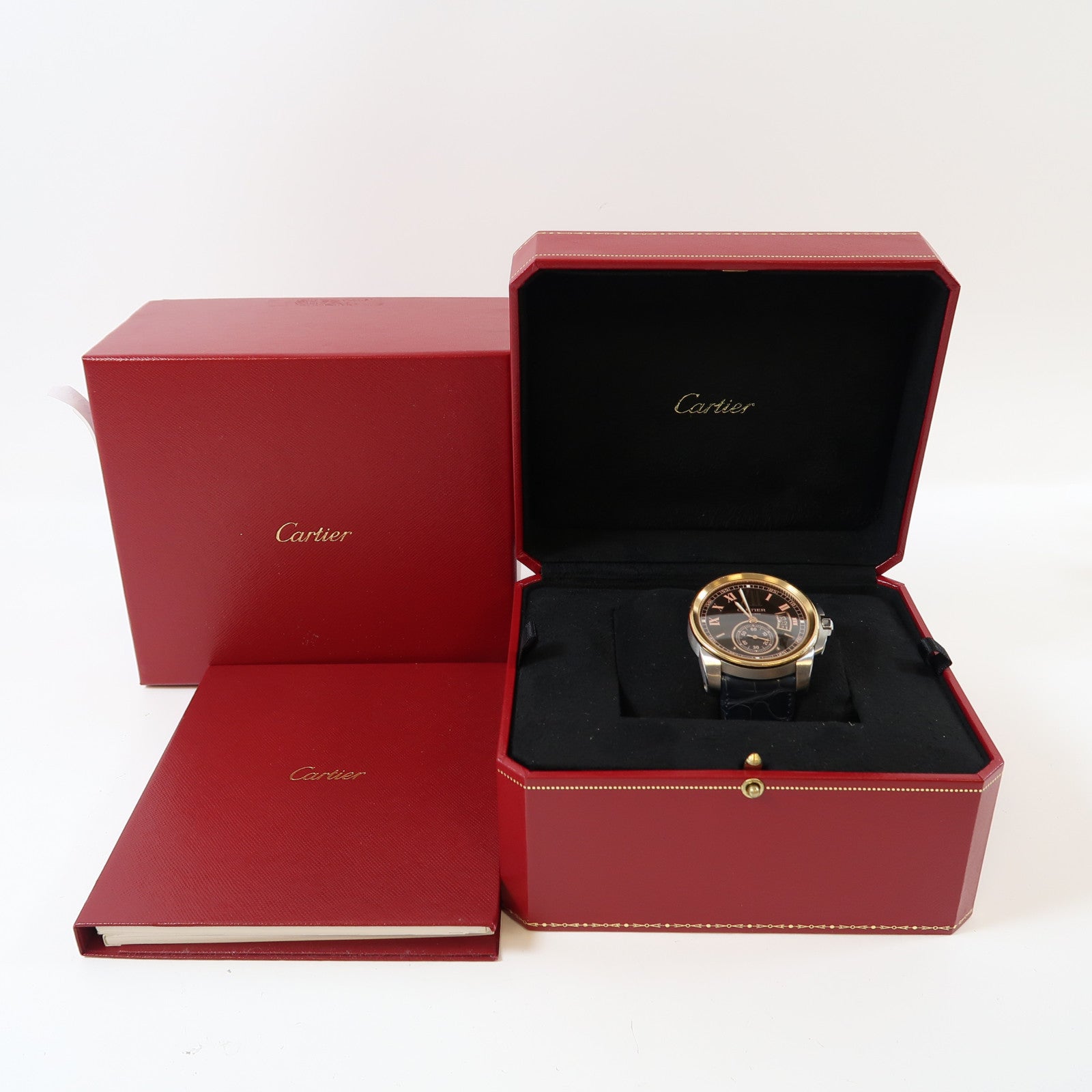 CARTIER 【激減優惠】Calibre de Cartier不鏽鋼/皮革帶手錶自動機芯啡色