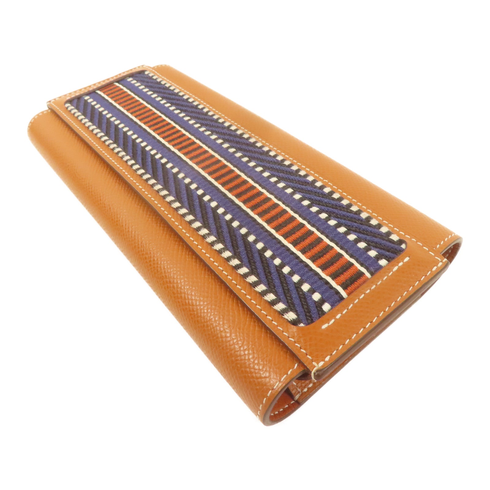 HERMES Passant en Excellent Etat Marron Long wallet Epsom Leather Gold