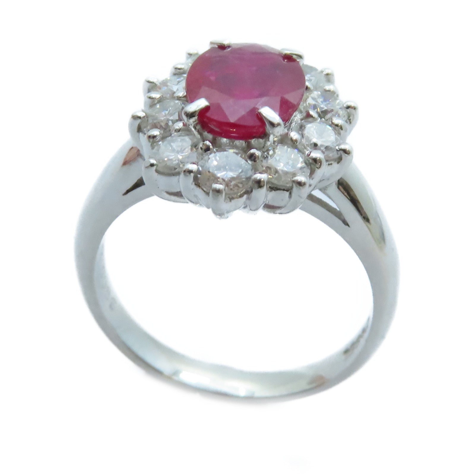 JEWELRY PT850鉑金Ruby Diamond Ring 1.32ct紅寶石/0.89ct鑽石戒指US#5.5