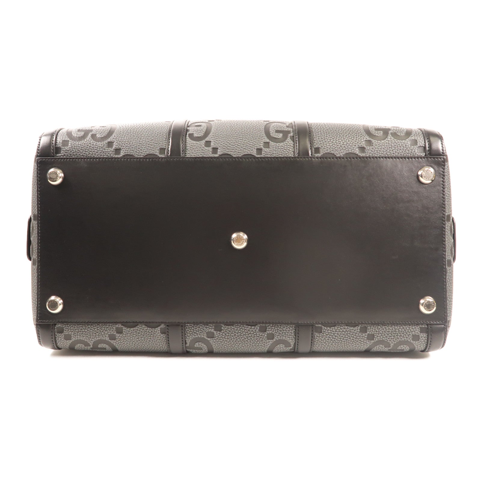 GUCCI GG SHW Boston Bag 2 Way Shoulder Handbag 725282H Calfskin Grey/Black