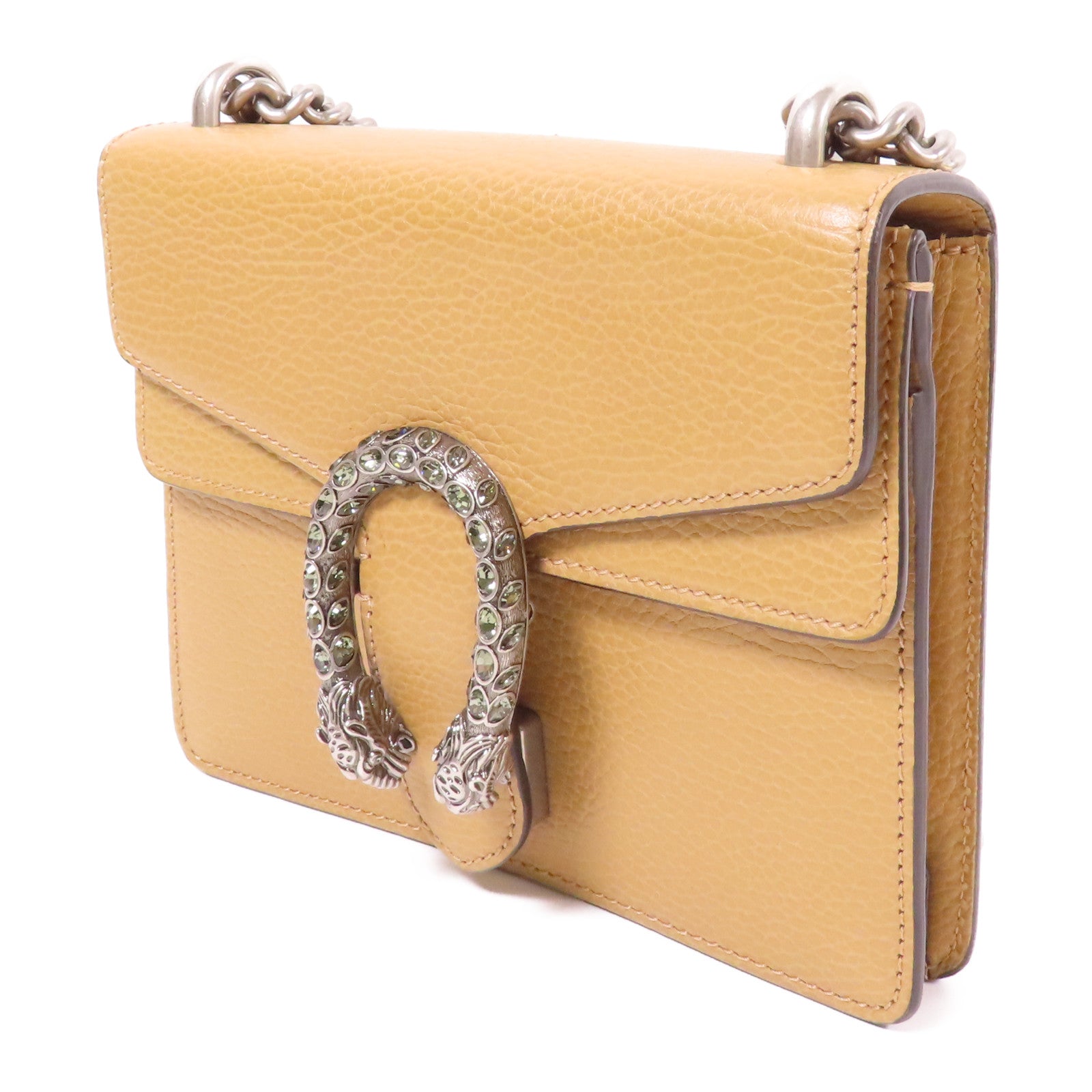 GUCCI GG SHW Dionysus Chain Shoulder Bag Calfskin Leather Brown