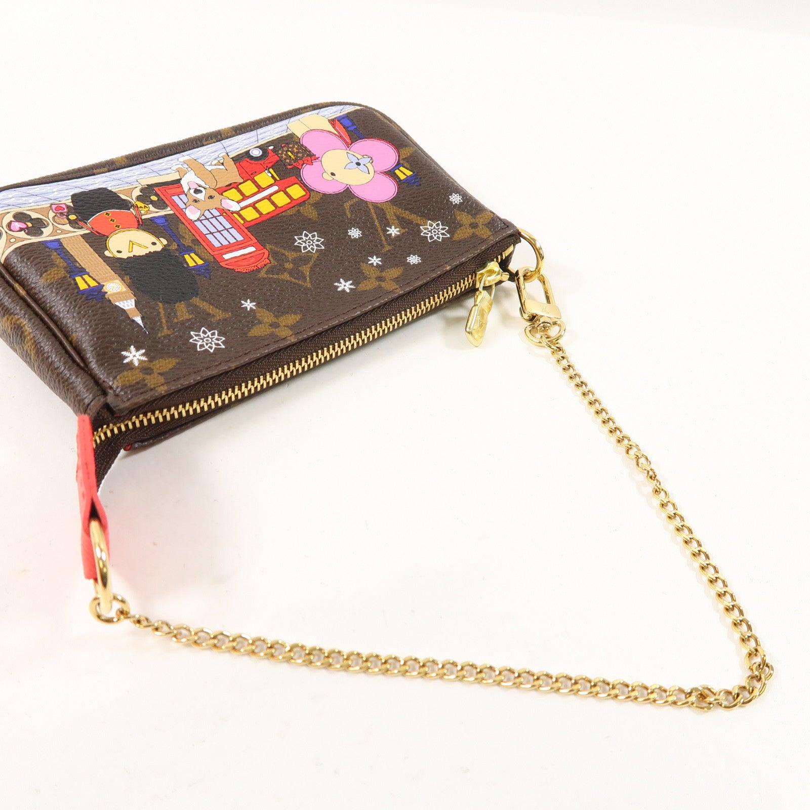 LOUIS VUITTON Monogram Mini Pochette Accessoires金扣手挽袋啡色/彩色