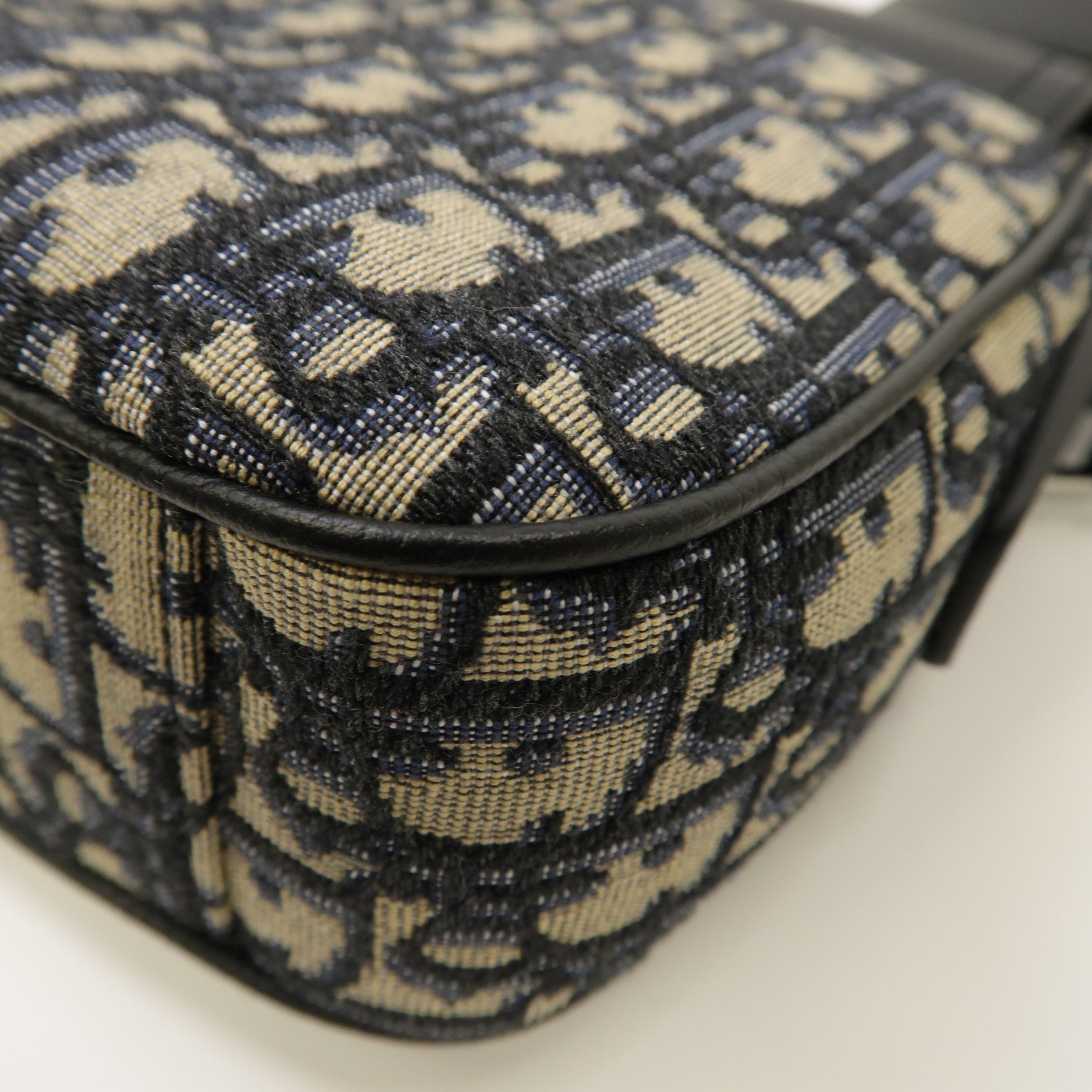 Dior 皮革/帆布Mini Saddle Messenger Bag銀扣肩背袋藍色