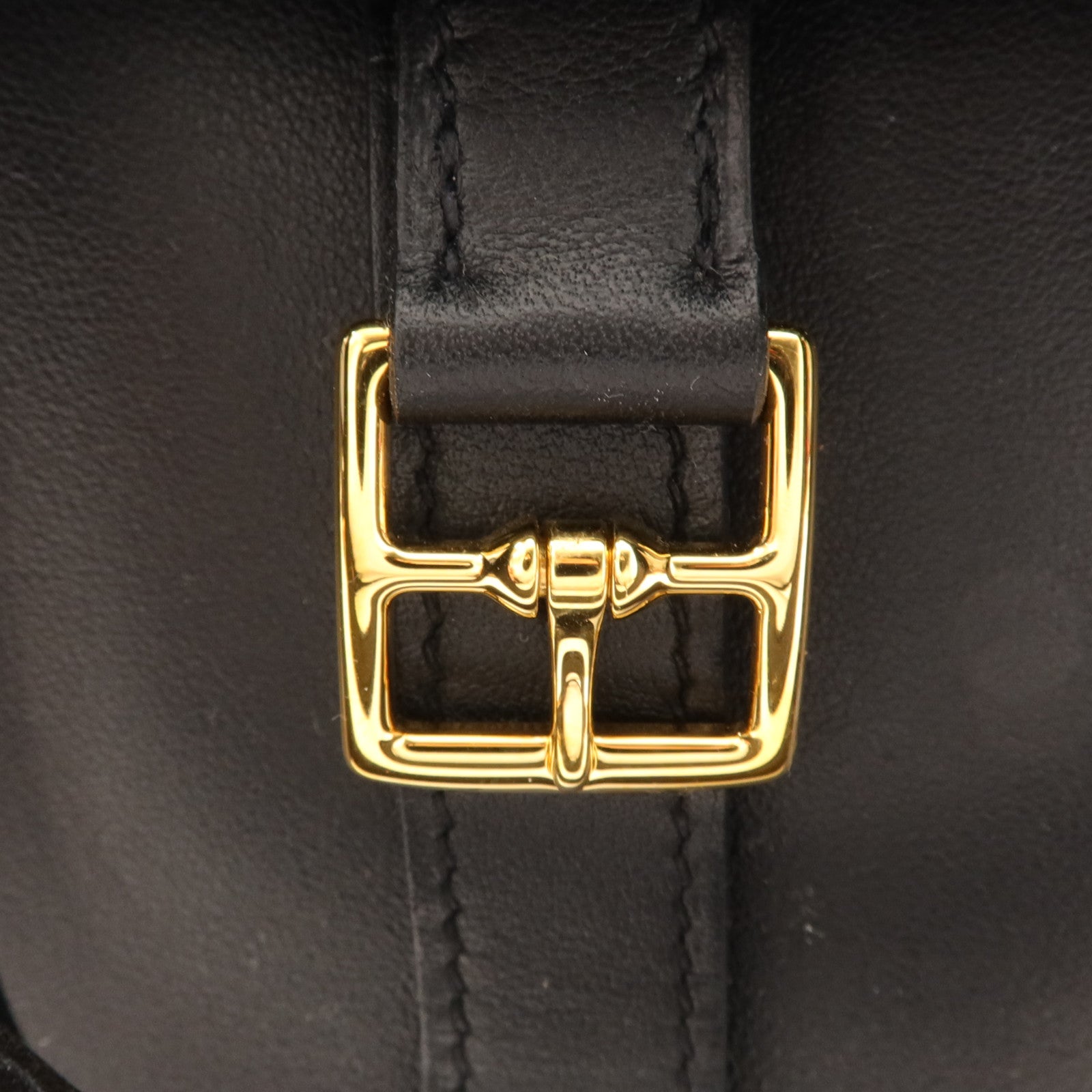 HERMES Swift皮革Halzan Mini金扣手挽肩背兩用袋Noir