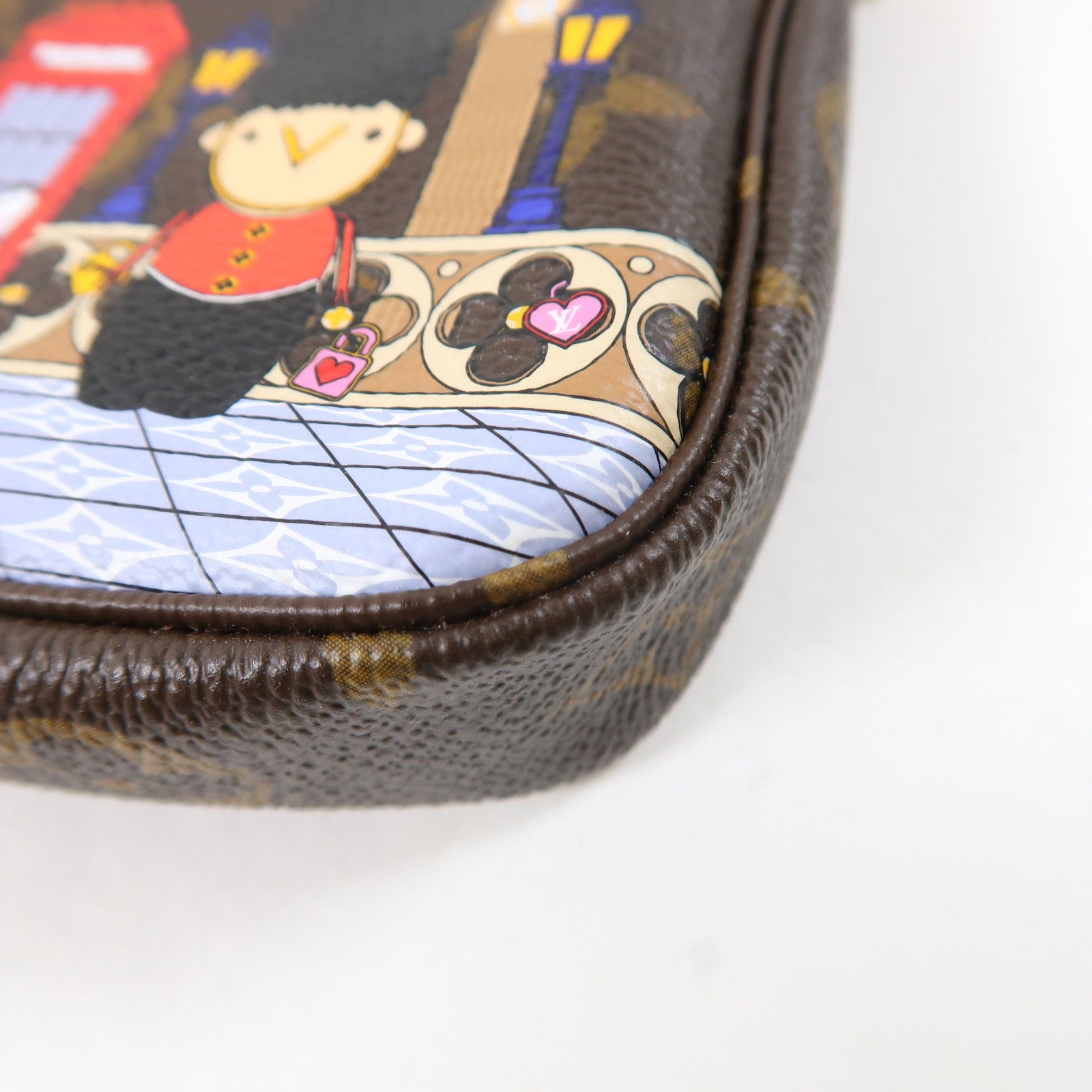 LOUIS VUITTON Monogram Mini Pochette Accessoires金扣手挽袋啡色/彩色