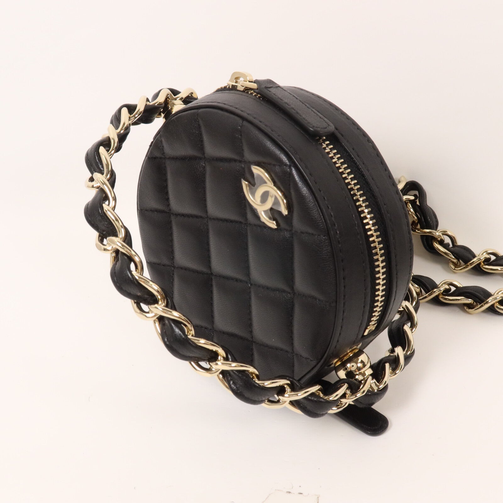 CHANEL 羊皮皮革Round Clutch With Chain鏈帶手拿包