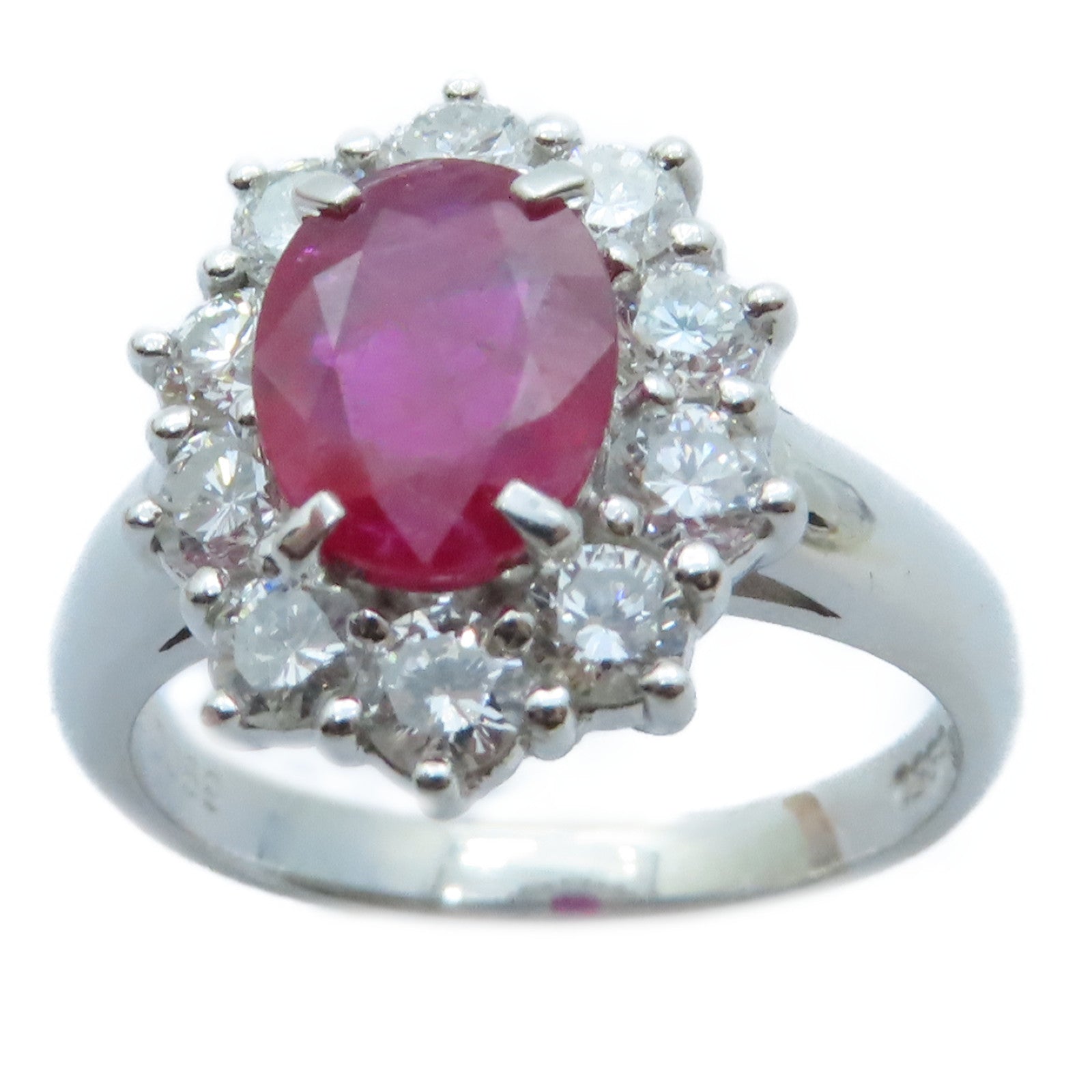 JEWELRY PT850鉑金Ruby Diamond Ring 1.32ct紅寶石/0.89ct鑽石戒指US#5.5