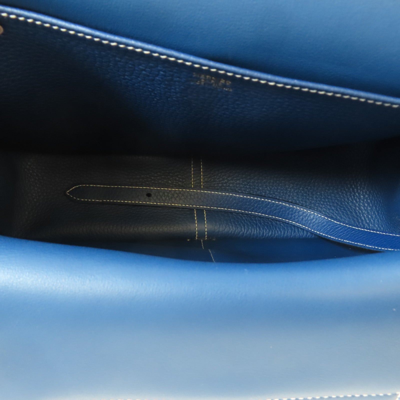 HERMES Clemence皮革Halzan 31金扣手挽肩背兩用袋Bleu Brighton/藍色
