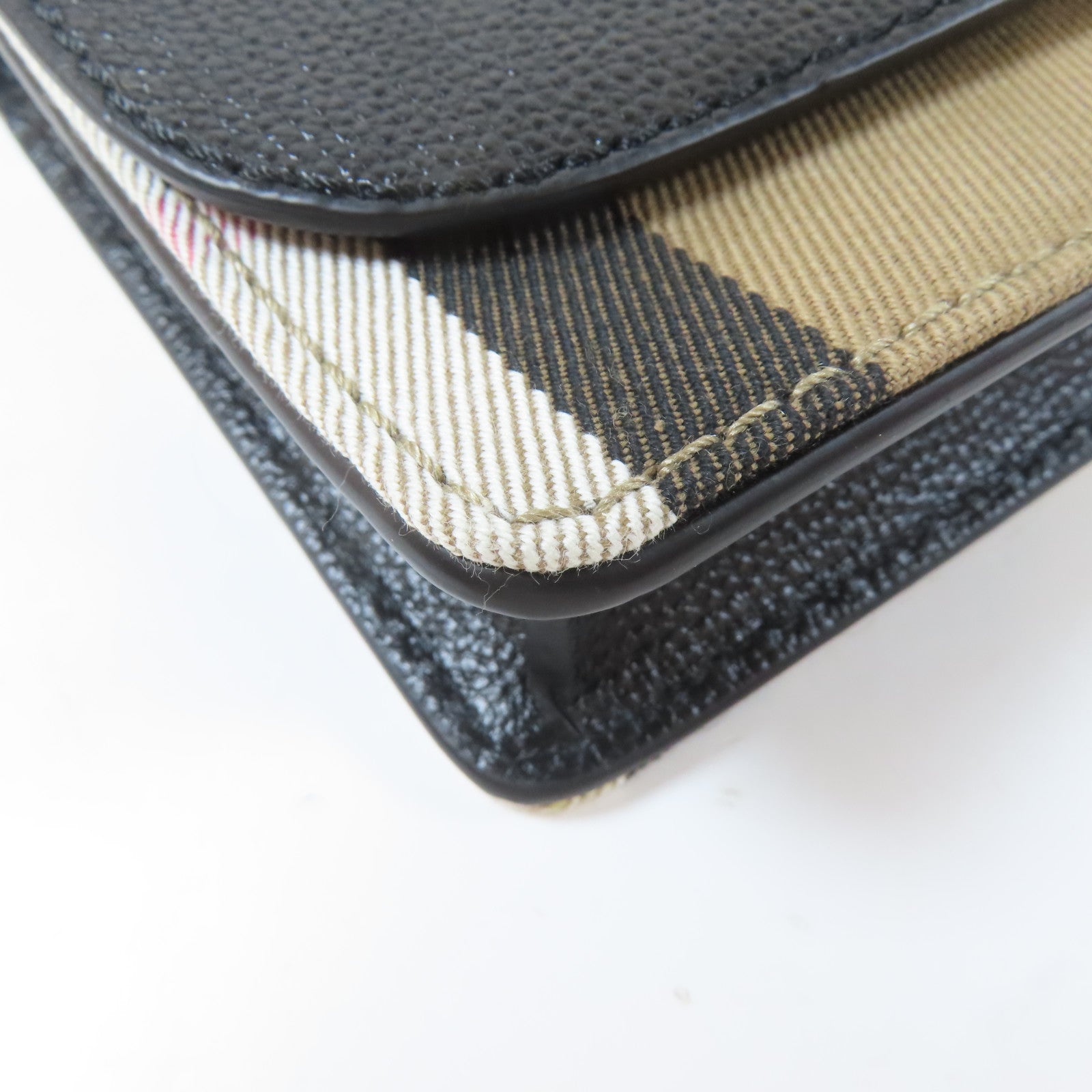 BURBERRY 牛皮皮革/帆布Shoulder Bag金扣肩背袋黑色