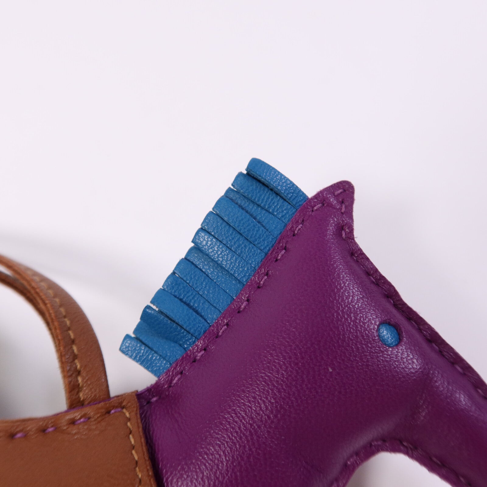 HERMES 【激減優惠】Milo皮革Rodeo MM掛飾Anemone/Bleu Izmir/Fauve