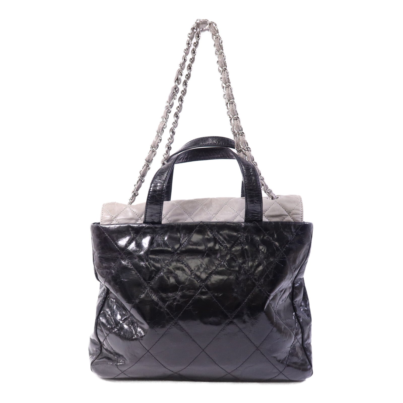 CHANEL 牛皮皮革Portobello Tote銀扣鏈帶肩背袋