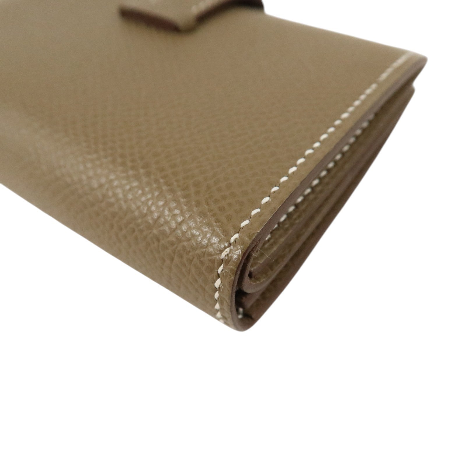 HERMES Epsom皮革Bearn Mini Wallet銀扣錢包Etoupe