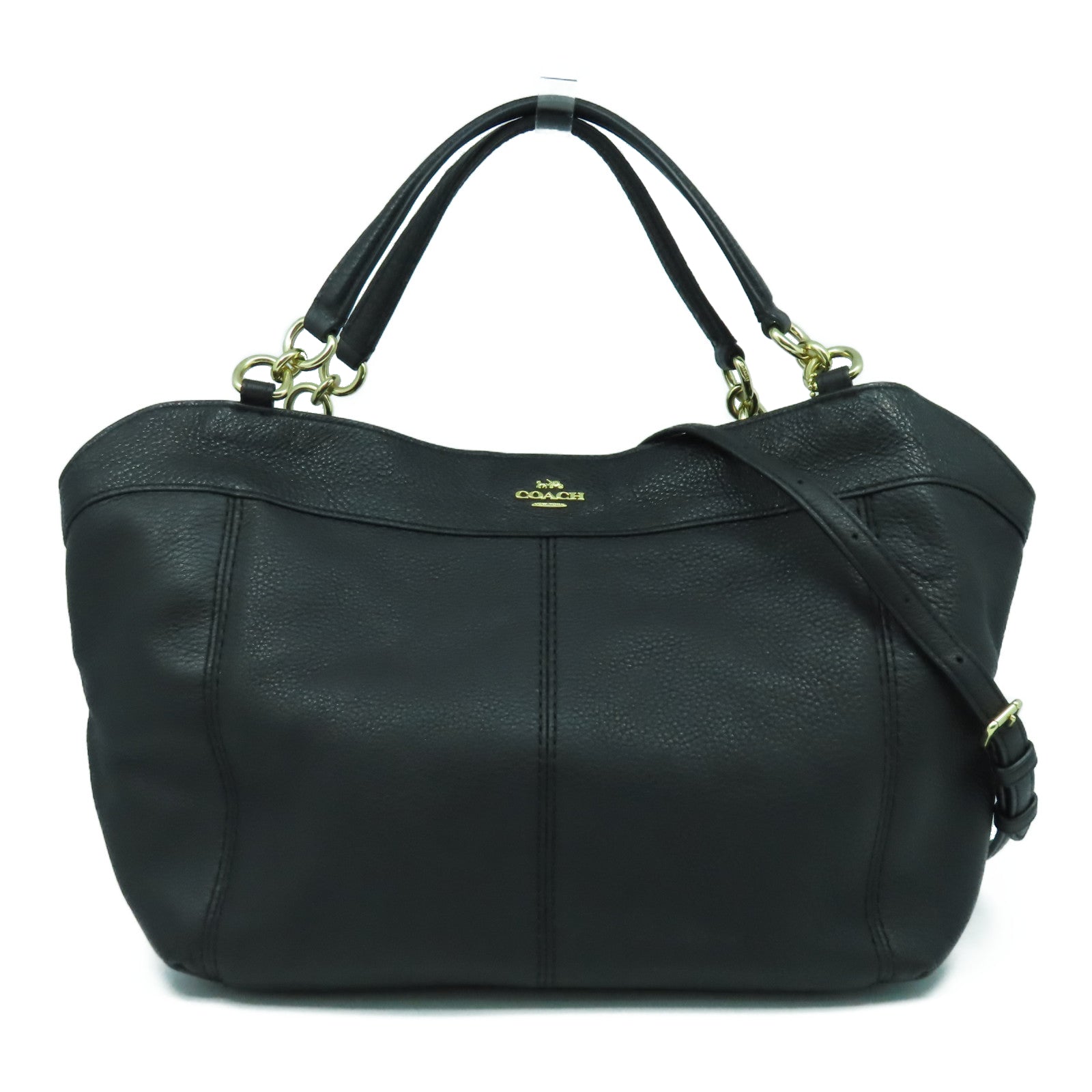 COACH 【激減優惠】牛皮皮革2way Shoulder Bag金扣手挽肩背兩用袋黑色