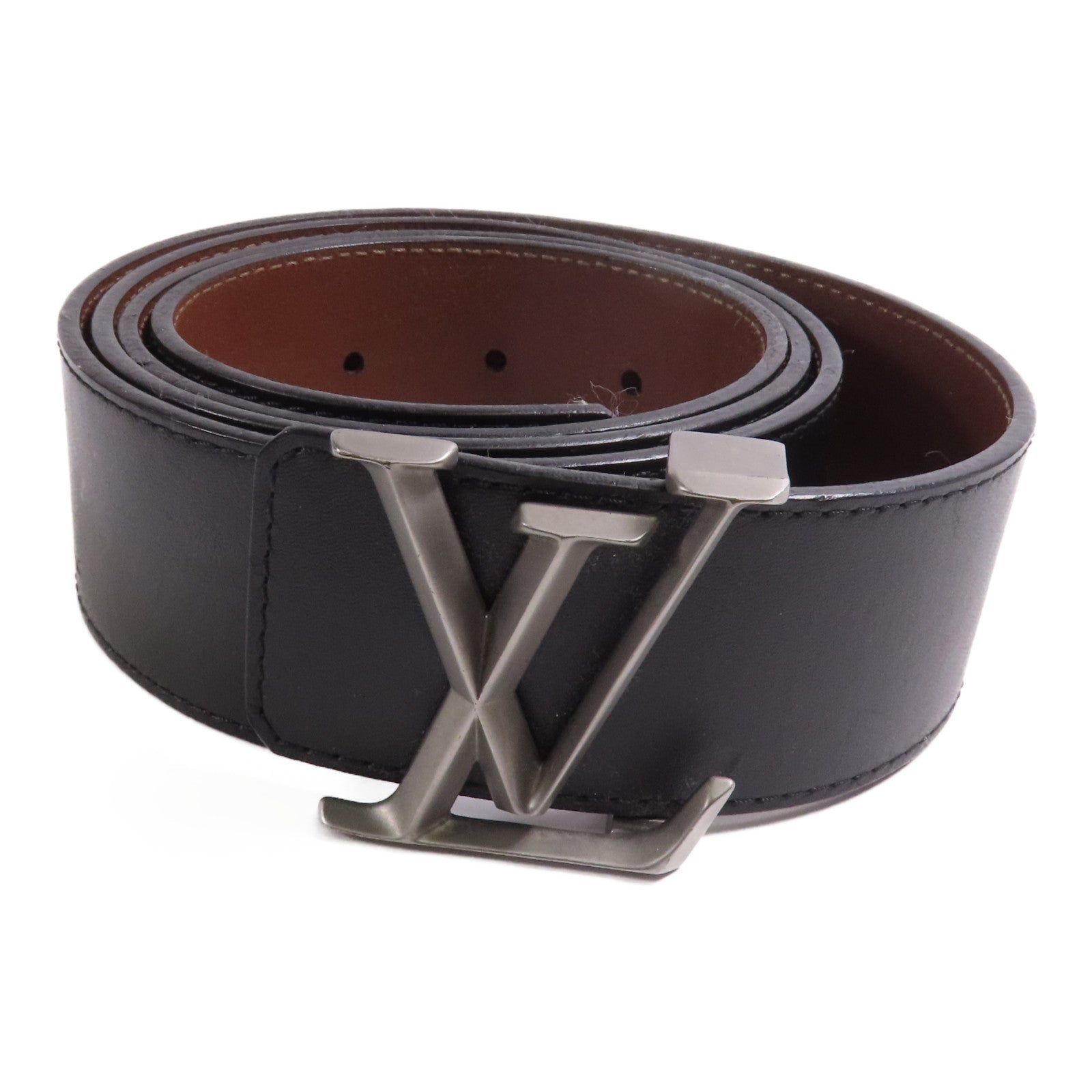 LOUIS VUITTON 牛皮皮革Belt 110cm銀扣皮帶