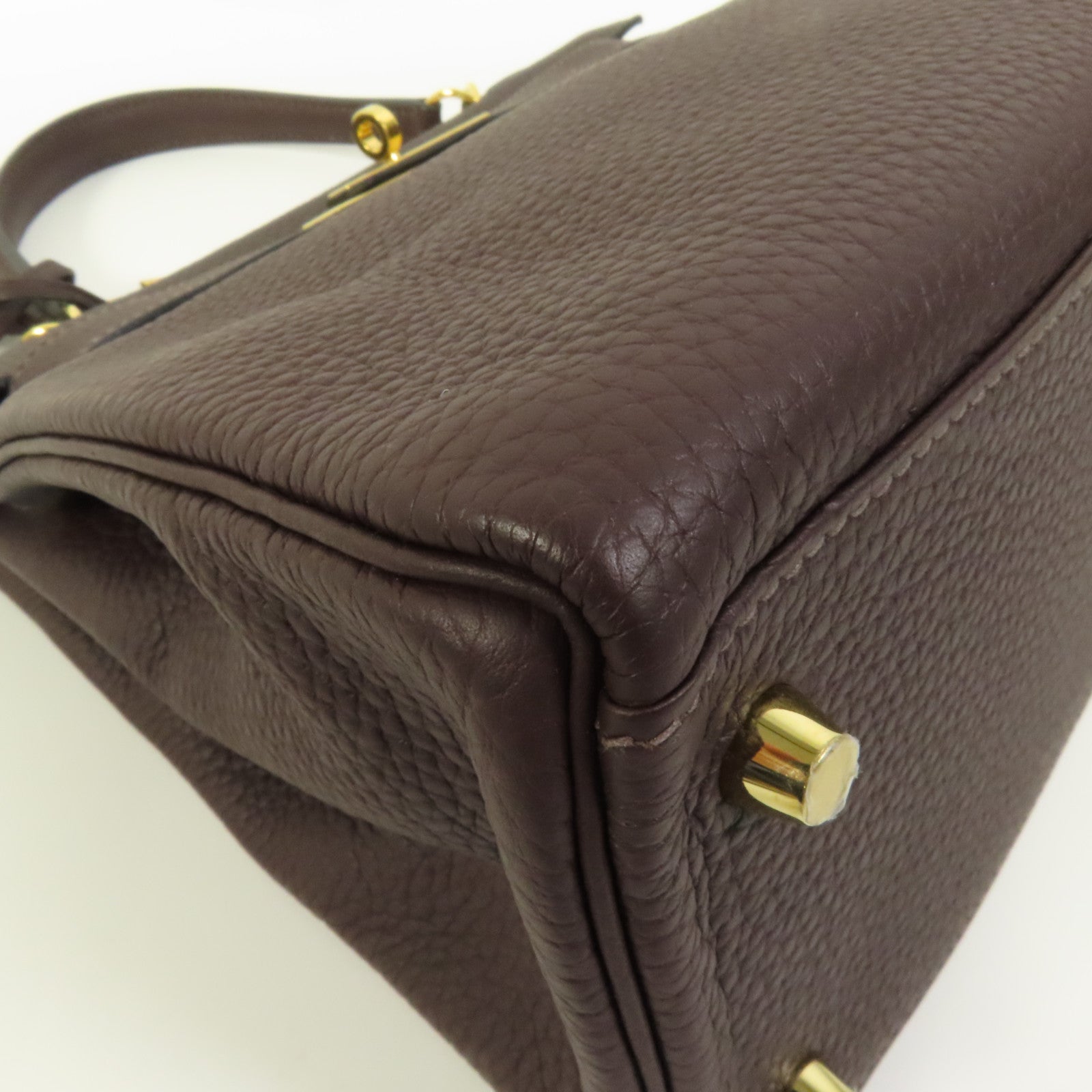 HERMES Togo皮革Kelly 28金扣手挽肩背兩用袋Rouge Sellier