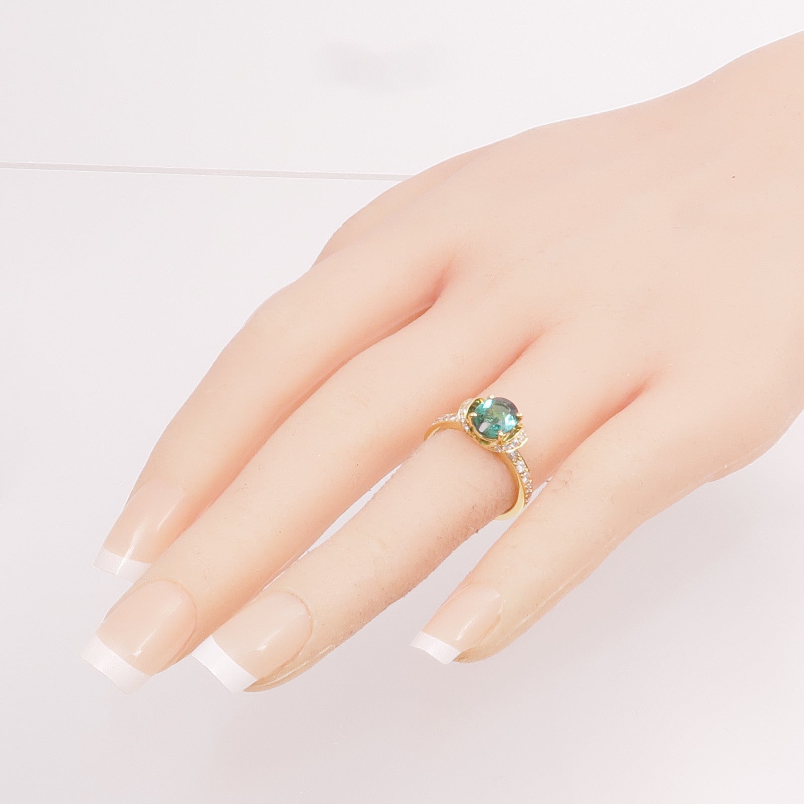 JEWELRY 18K黃金Tourmaline Diamond Ring電氣石/鑽石戒指US#5.75