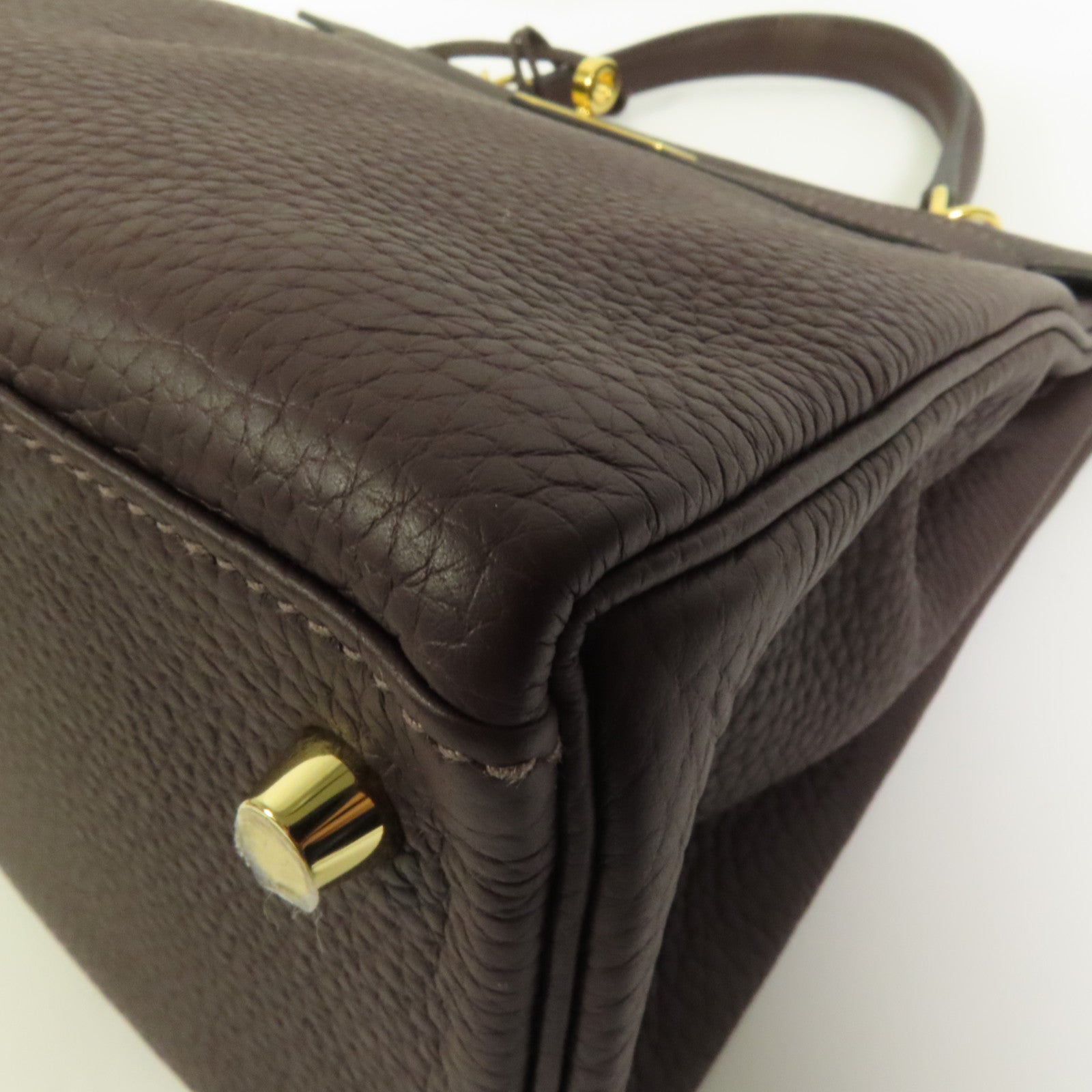 HERMES Togo皮革Kelly 28金扣手挽肩背兩用袋Rouge Sellier