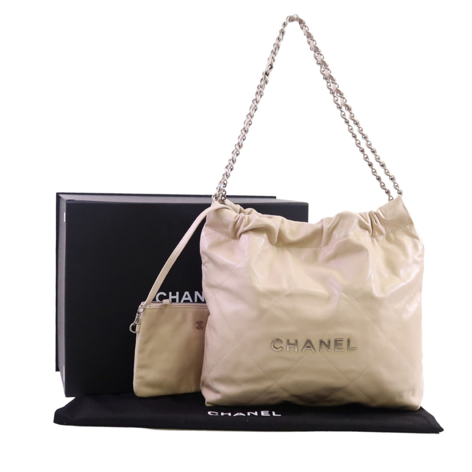 CHANEL 牛皮皮革Chanel 22 Small銀扣鏈帶肩背袋