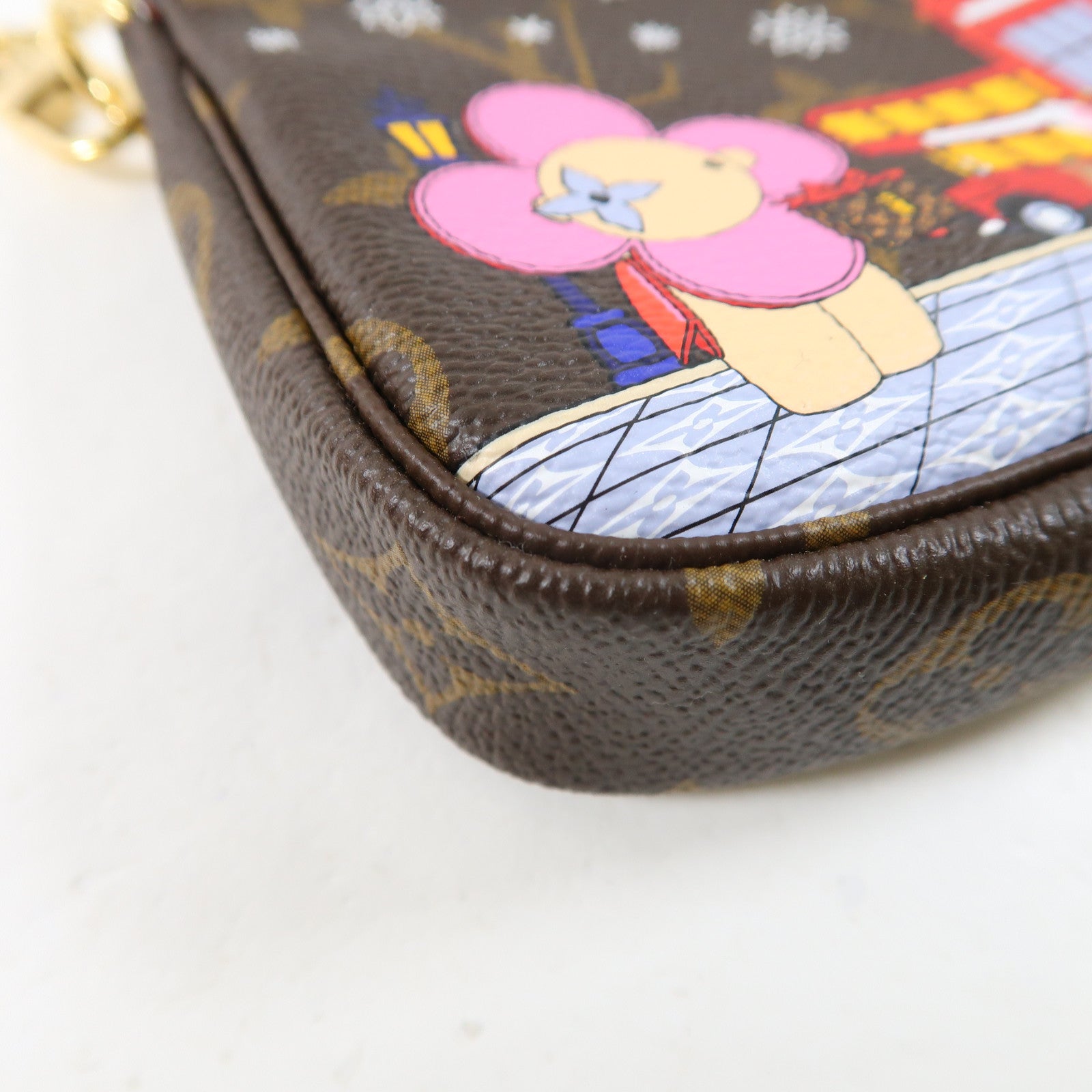 LOUIS VUITTON Monogram Mini Pochette Accessoires金扣手挽袋啡色/彩色