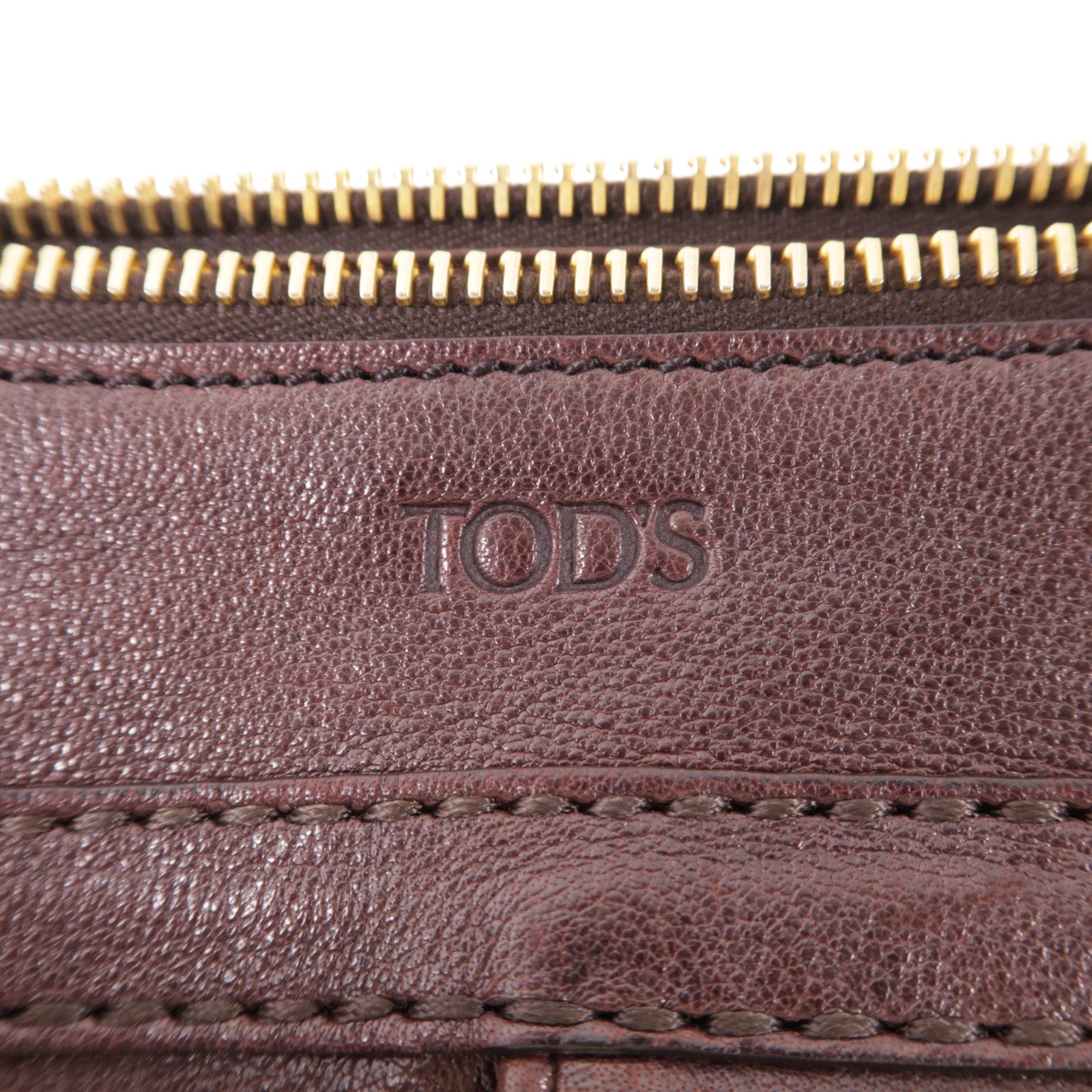 TOD'S GHW Handbag Calfskin Leather Brown