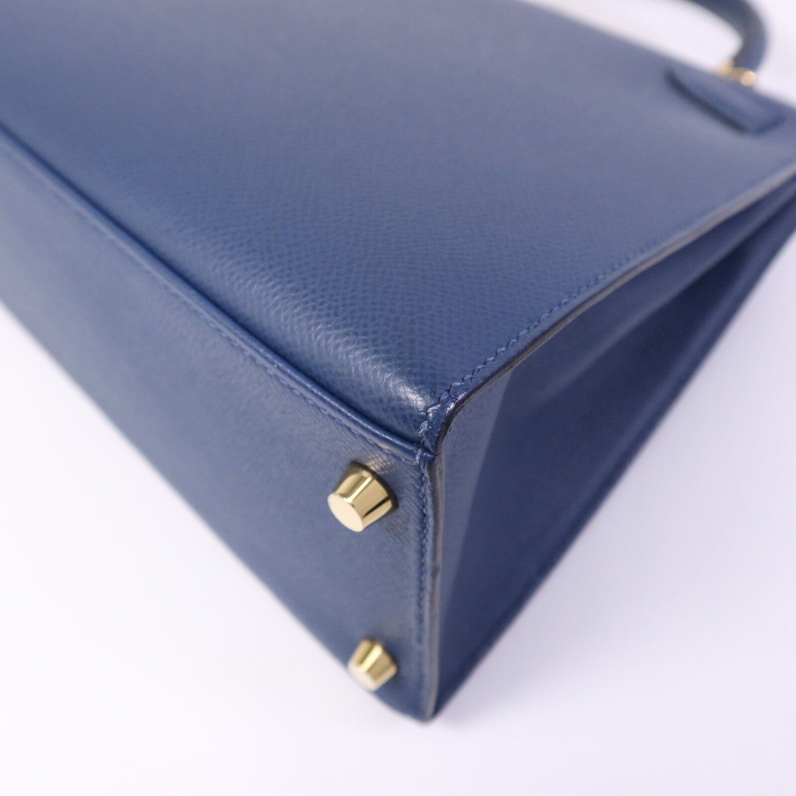 HERMES Epsom皮革Kelly 28金扣手挽肩背兩用袋Deep Bleu