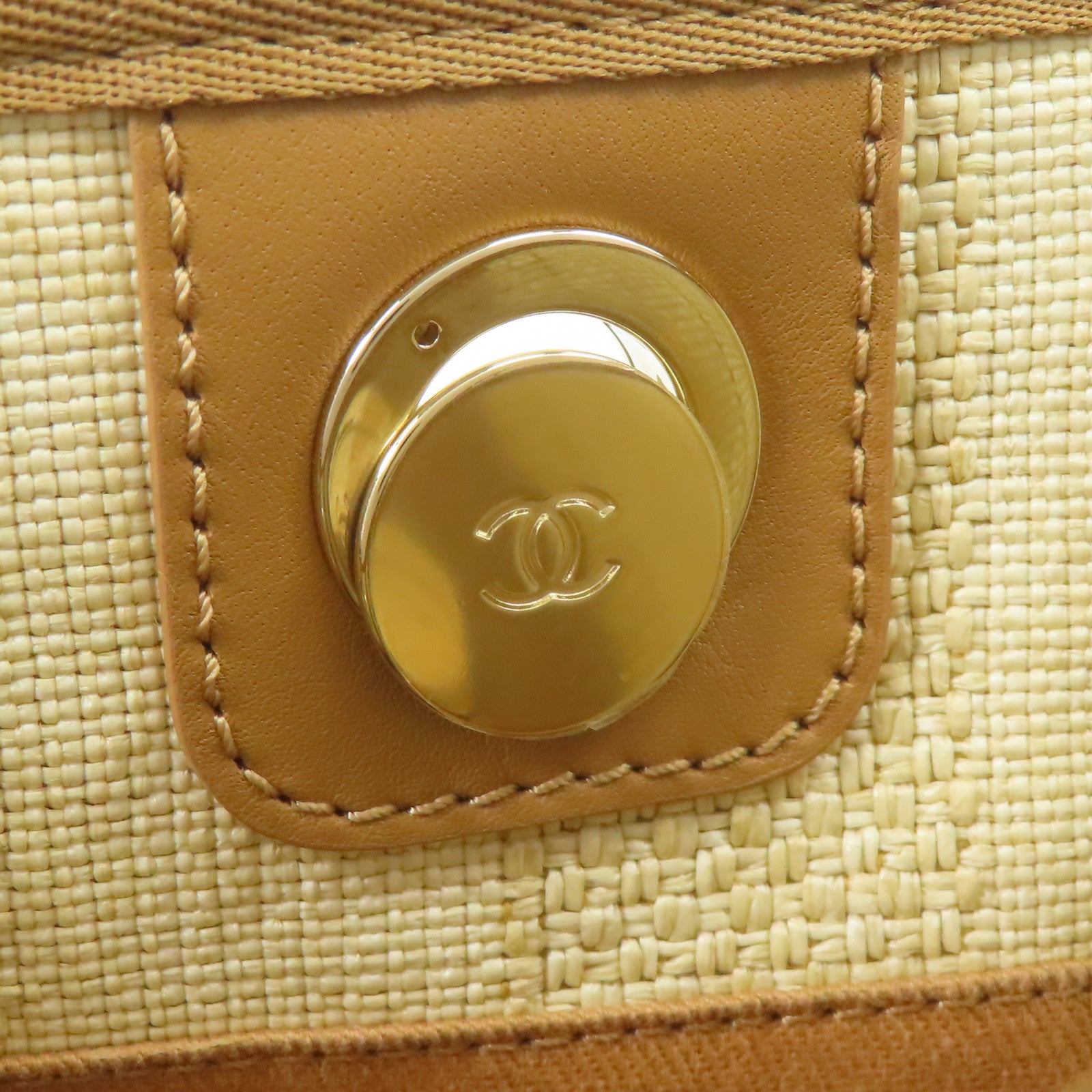 CHANEL 帆布Deauville PM金扣鏈帶肩背袋