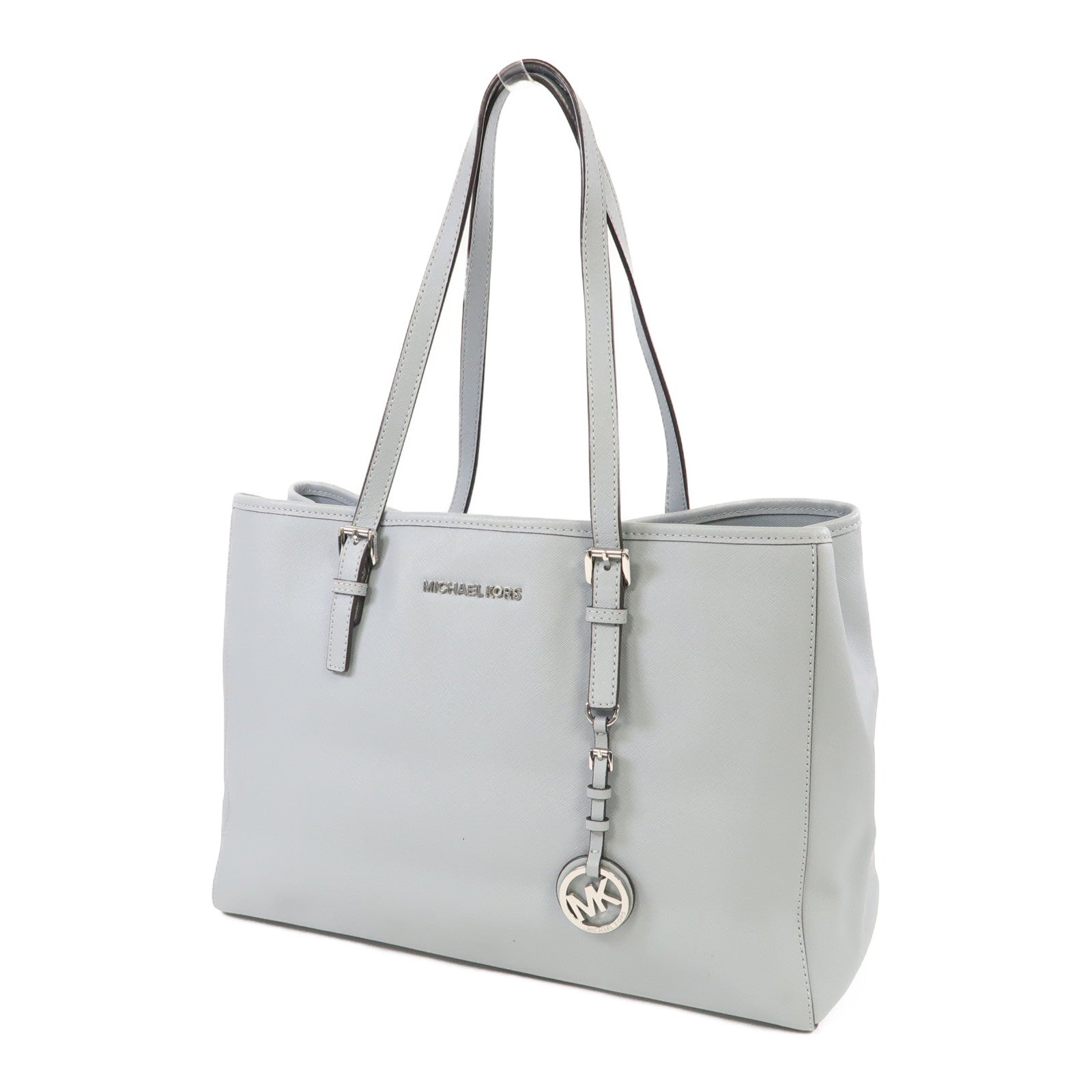 Michael Kors 牛皮皮革Handbag銀扣手挽袋淺藍色