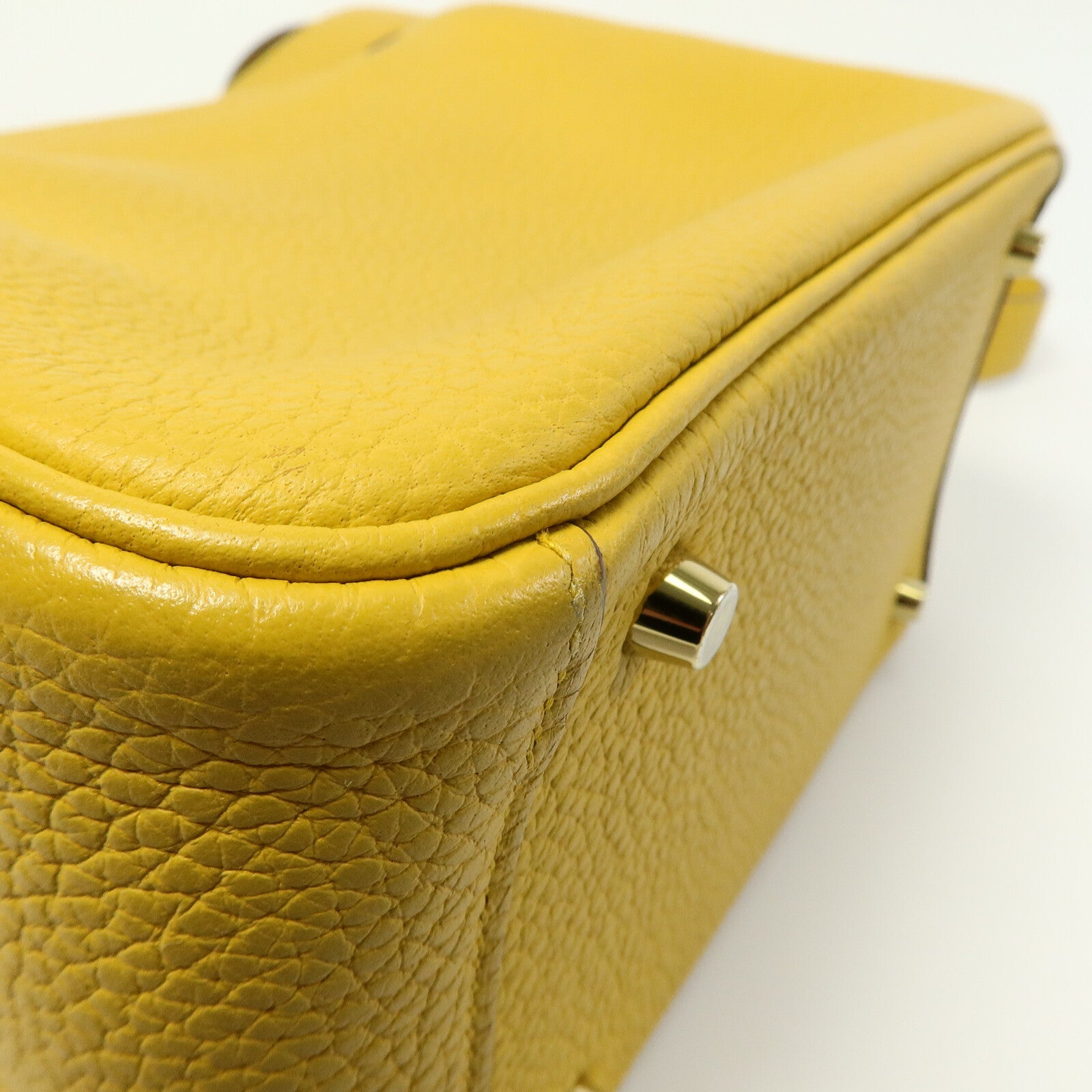 HERMES Clemence皮革Mini Lindy手挽肩背兩用袋Jaune Ambre