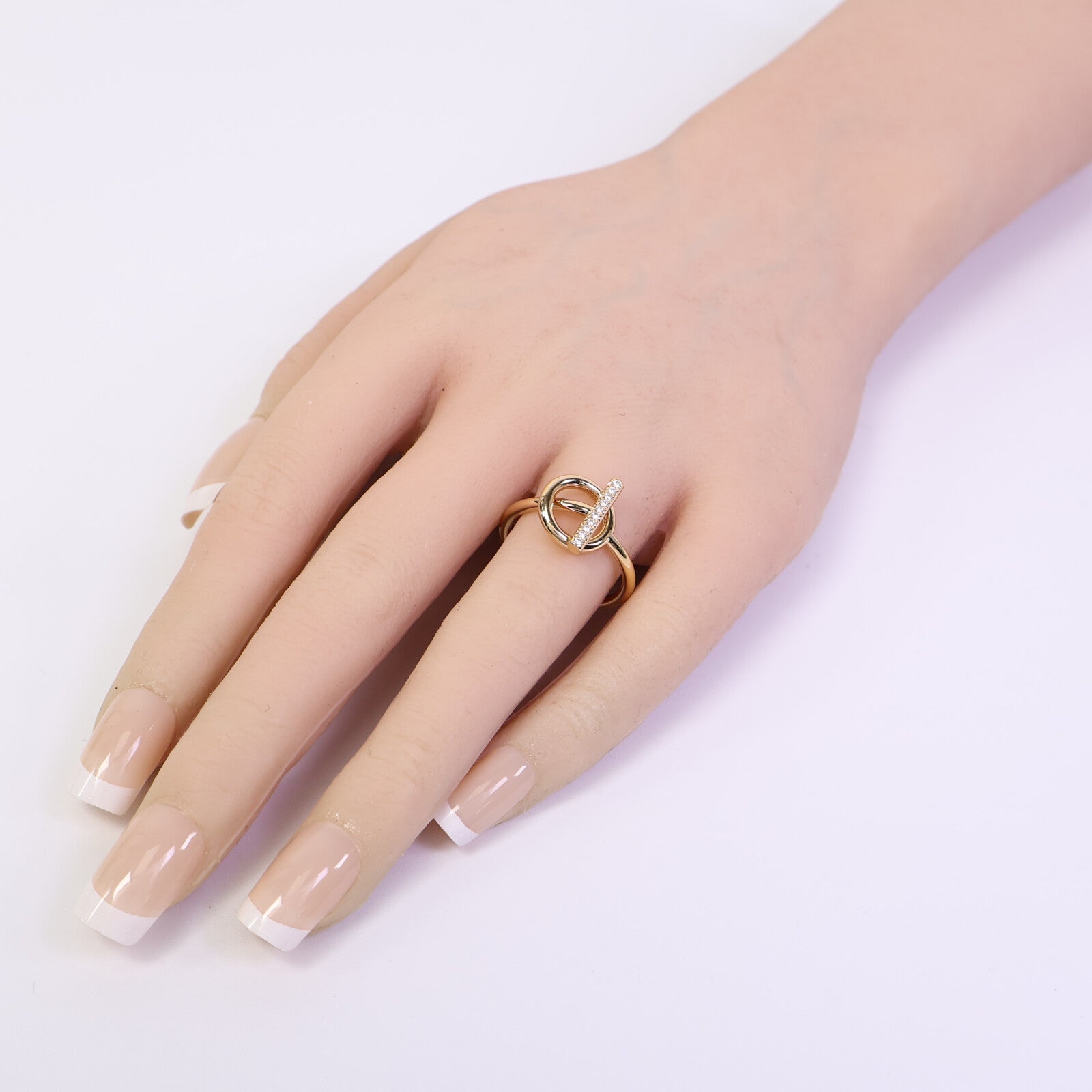 HERMES 18K玫瑰金Echappee Ring鑽石戒指
