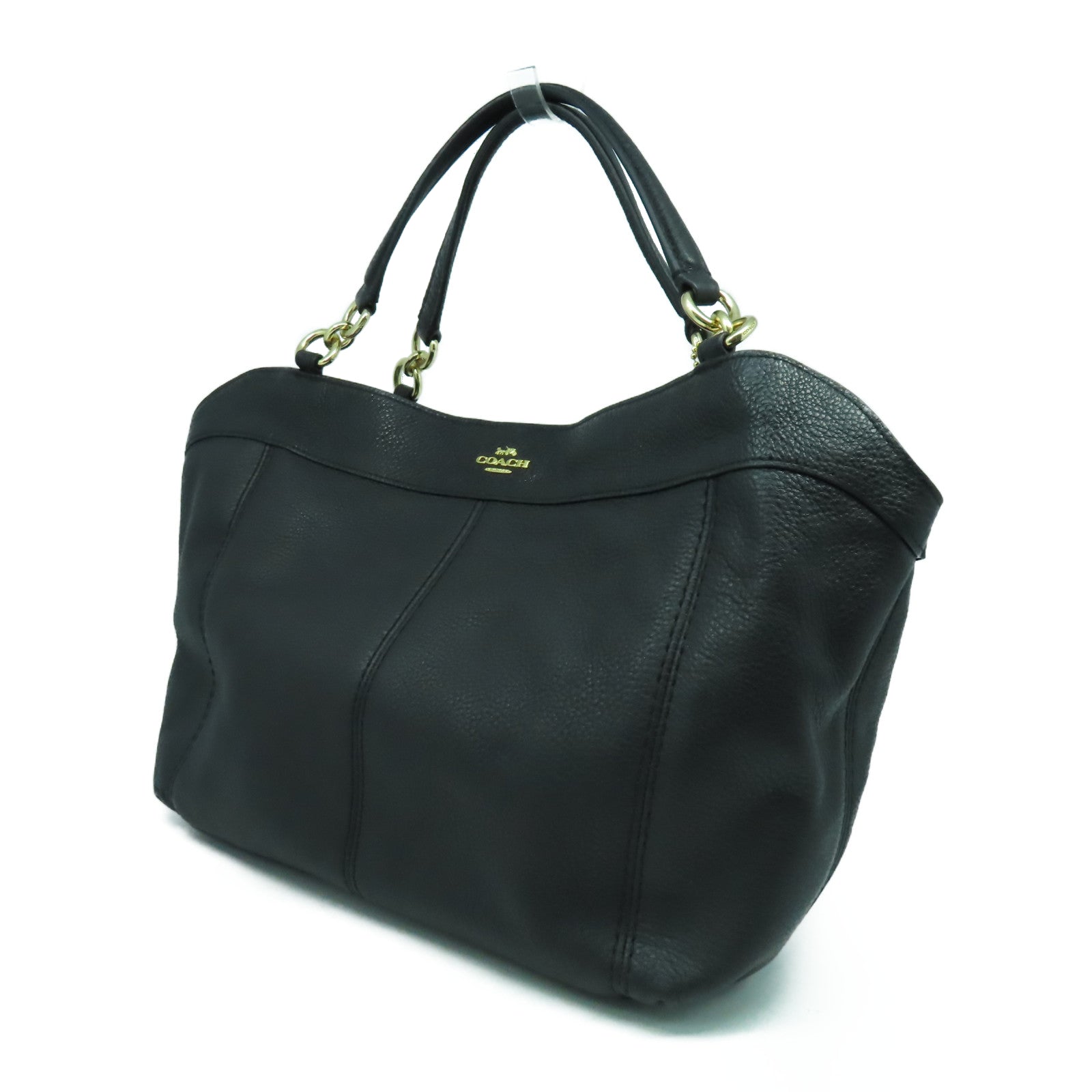 COACH 【激減優惠】牛皮皮革2way Shoulder Bag金扣手挽肩背兩用袋黑色