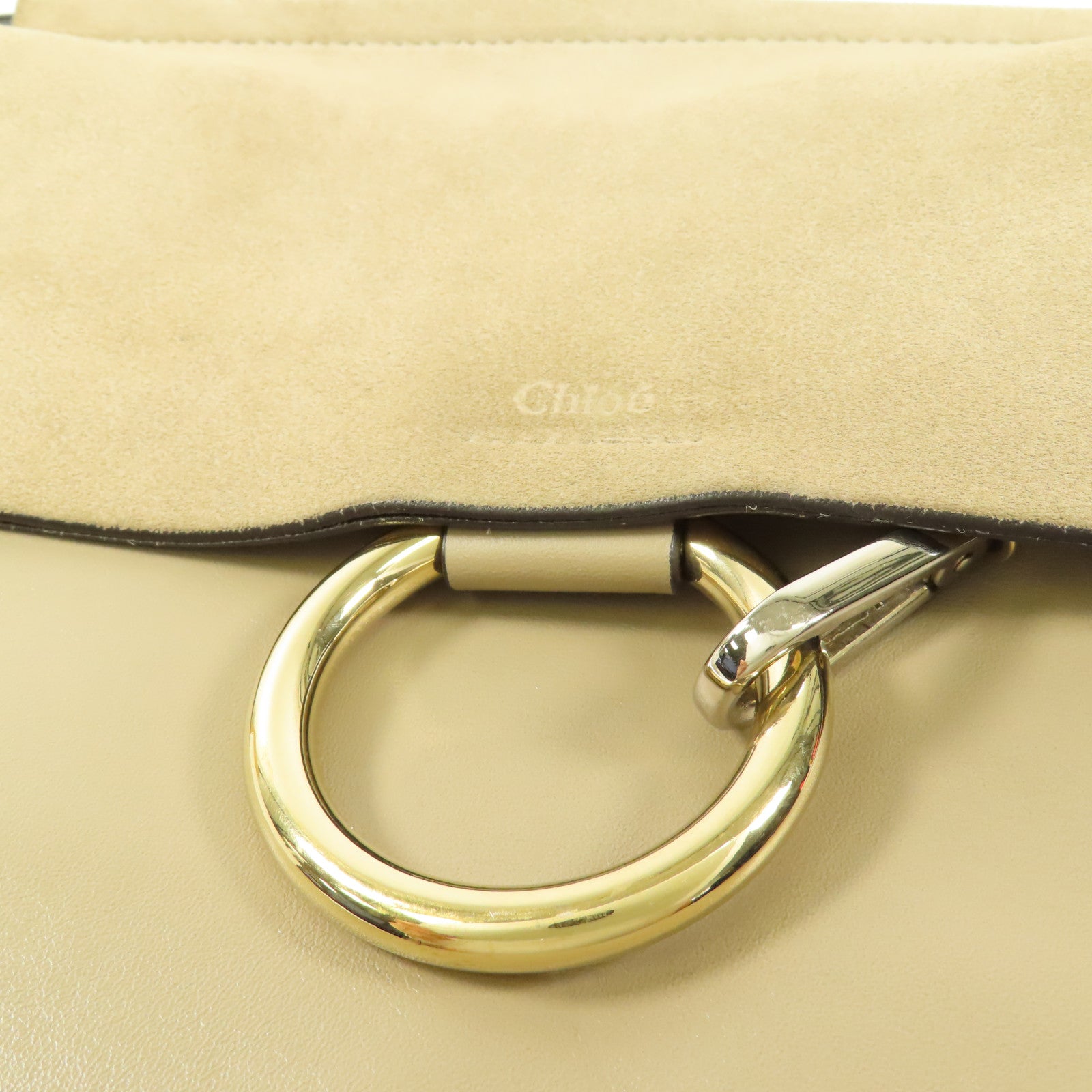 Chloe 牛皮皮革/麂皮皮革Faye Bag金扣肩背袋
