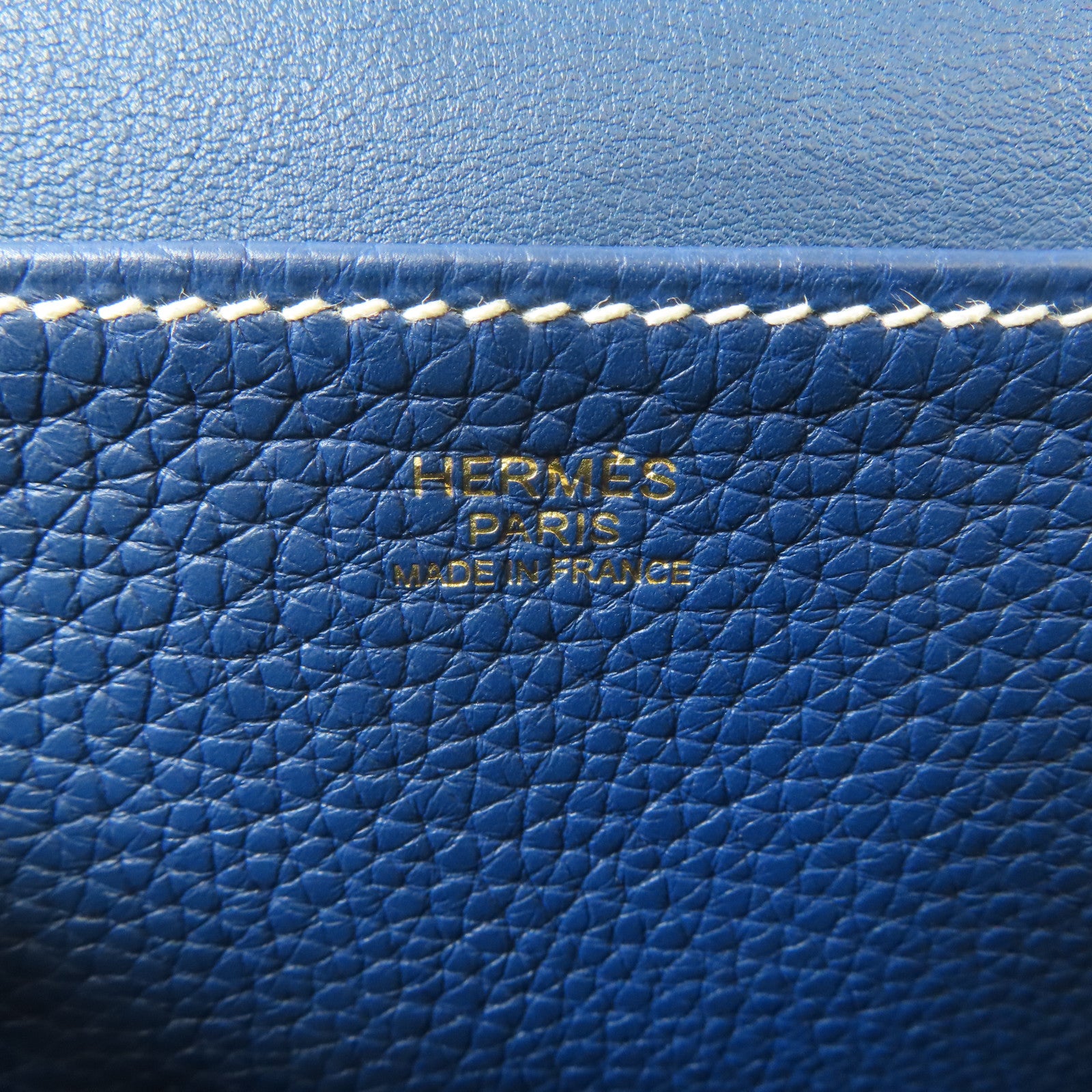 HERMES Clemence皮革Halzan 31金扣手挽肩背兩用袋Bleu Brighton/藍色