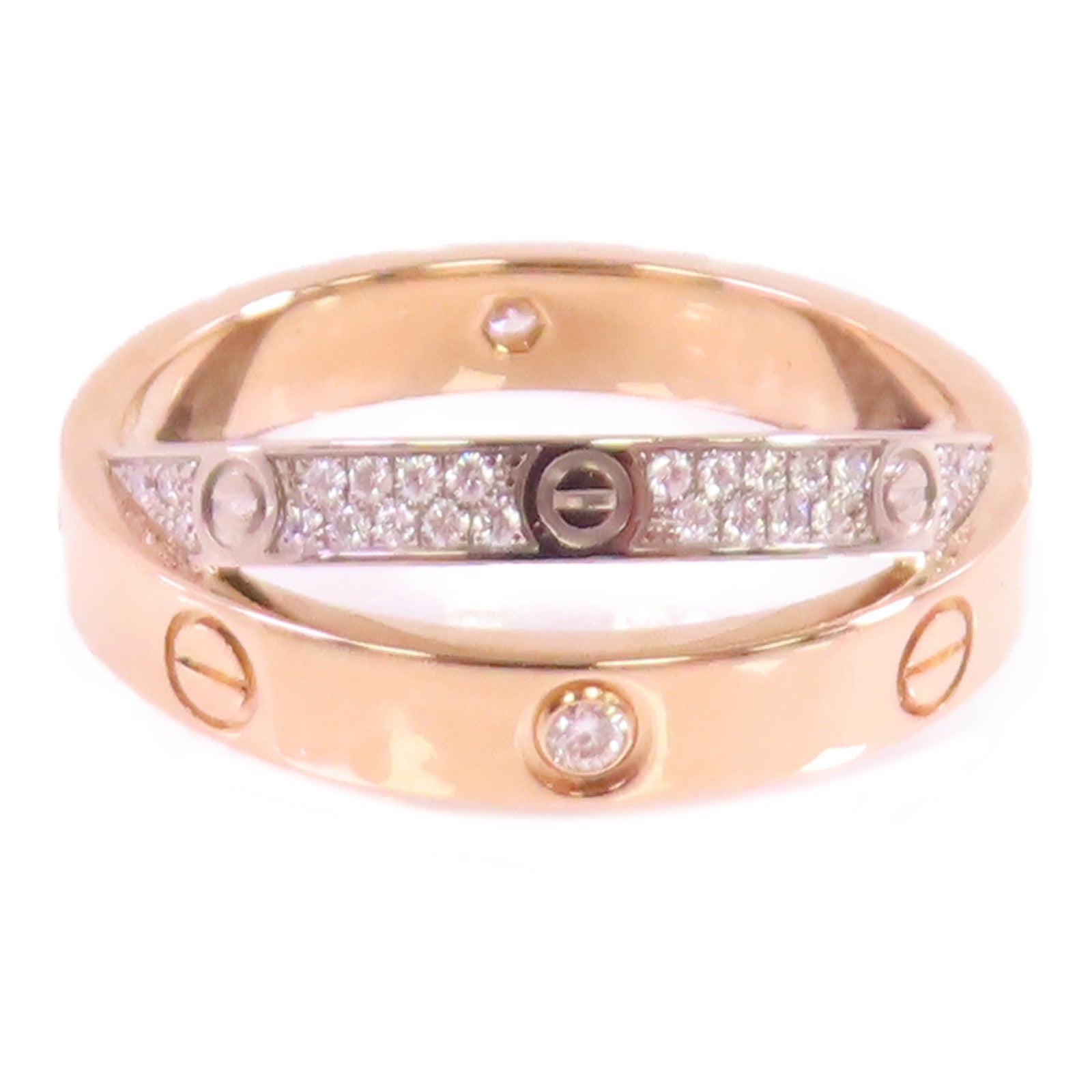 CARTIER 18K玫瑰金/白金/鑽石Love Diamond Ring戒指Cartier#53/US#6.5