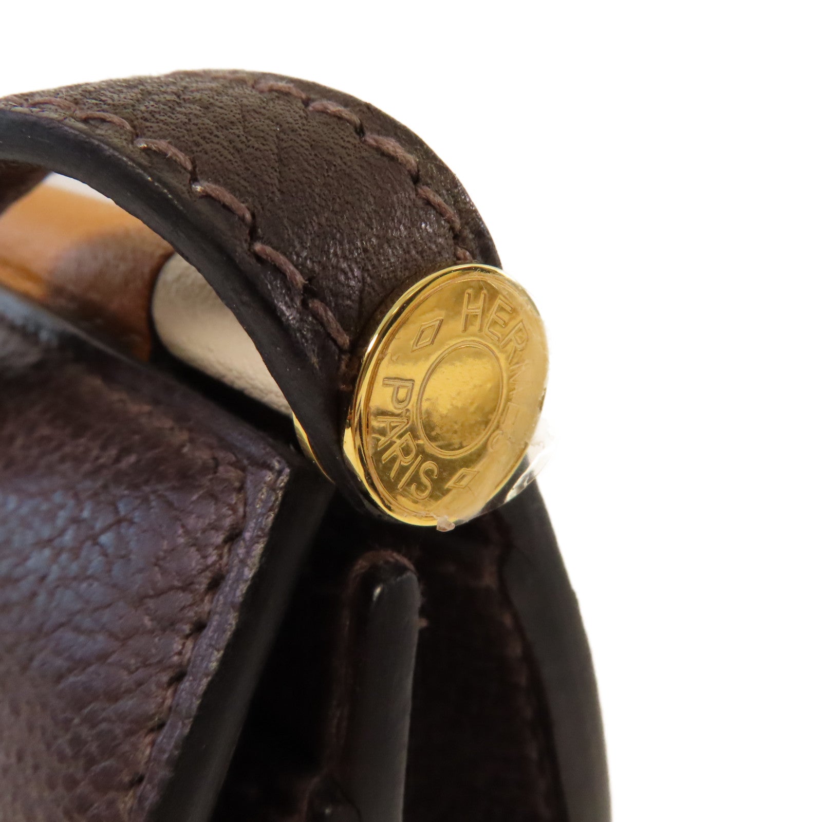 HERMES 【激減優惠】Clemence皮革Sac Saut 25 Shoulder Bag金扣肩背袋啡色