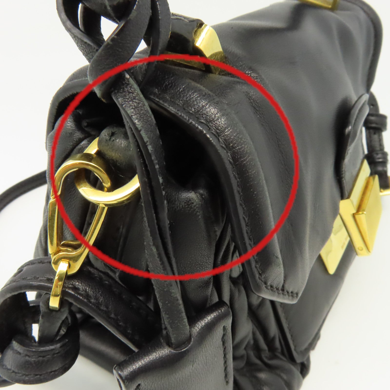 Miu Miu 牛皮皮革2Way Shoulder Bag金扣手挽肩背兩用袋黑色