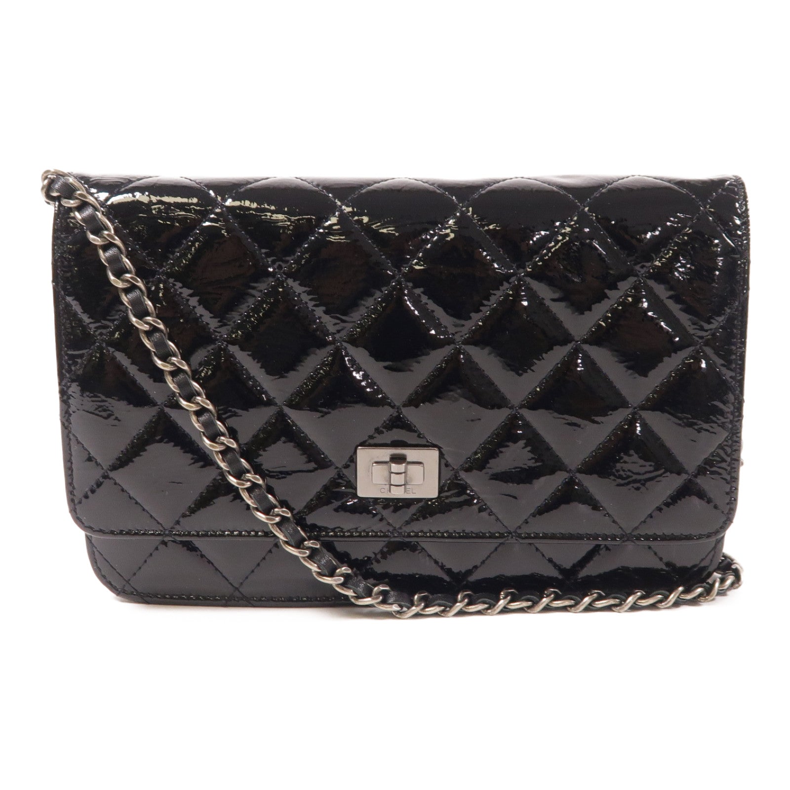 CHANEL 【激減優惠】漆皮皮革Wallet On Chain 2.55銀扣鏈帶肩背袋