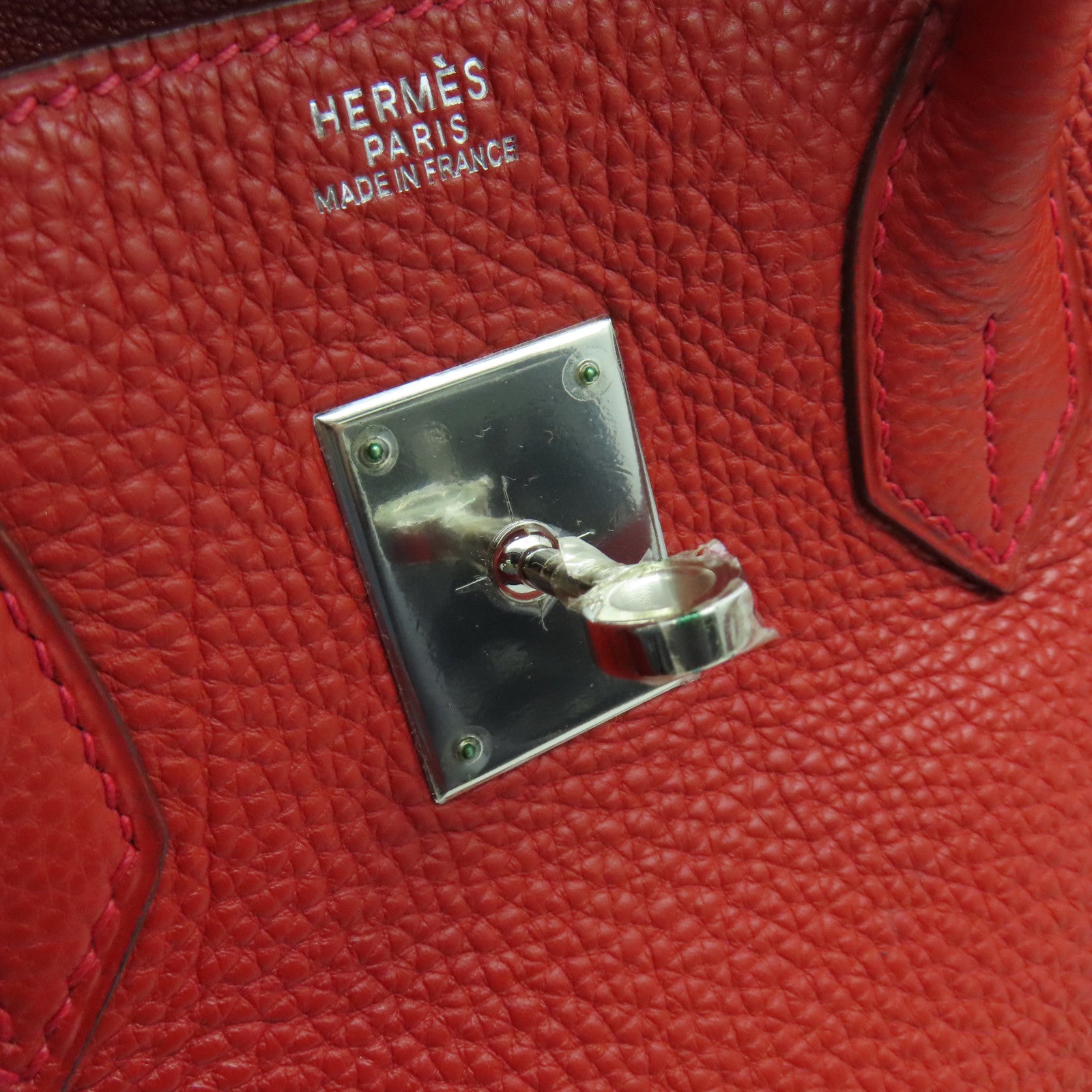HERMES Togo皮革Birkin 30銀扣手挽袋Rouge Casaque正紅色
