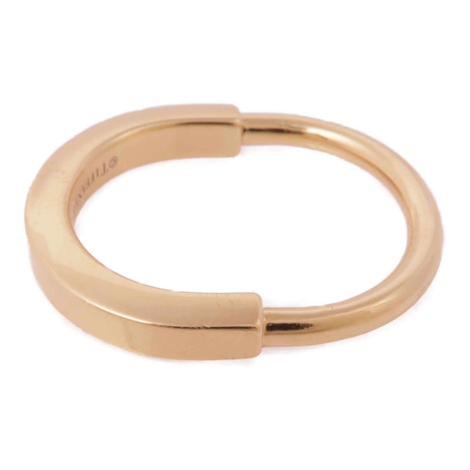 TIFFANY＆CO 18K玫瑰金Lock Ring戒指Tiffany#55/US#7.25