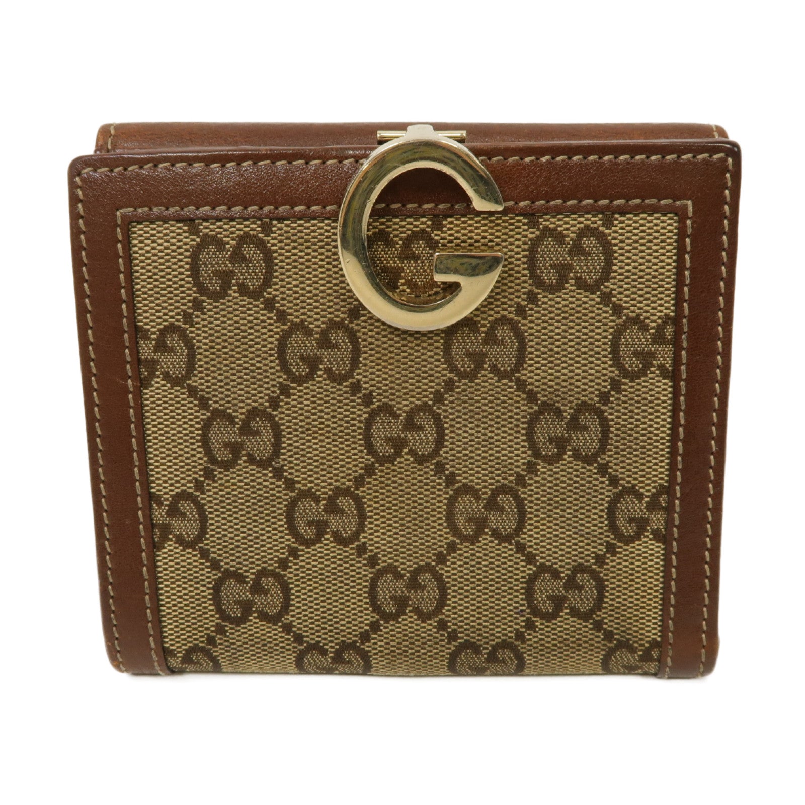 GUCCI 【清倉大減價】帆布Wallet金扣錢包啡色