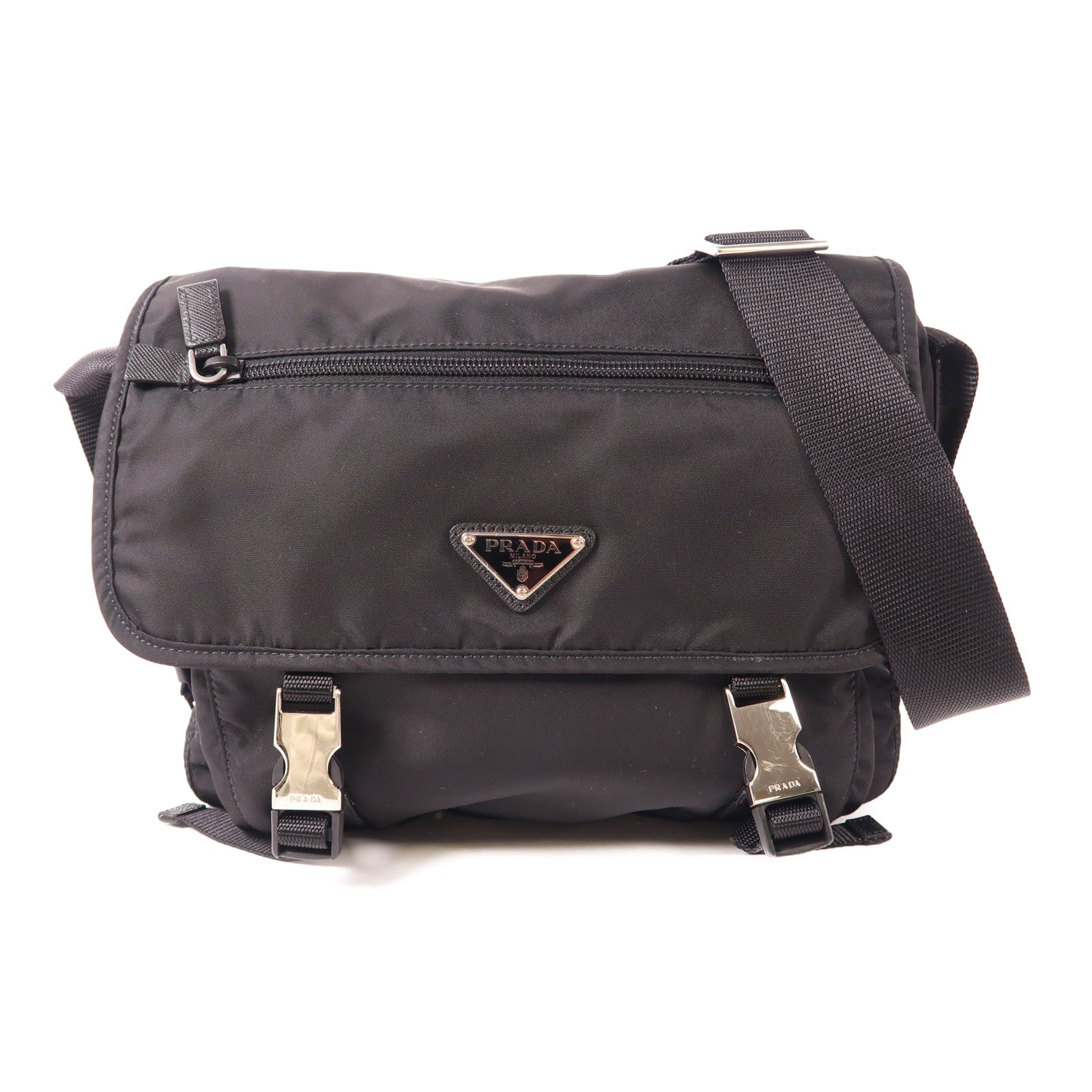 PRADA 尼龍Shoulder Bag銀扣肩背袋